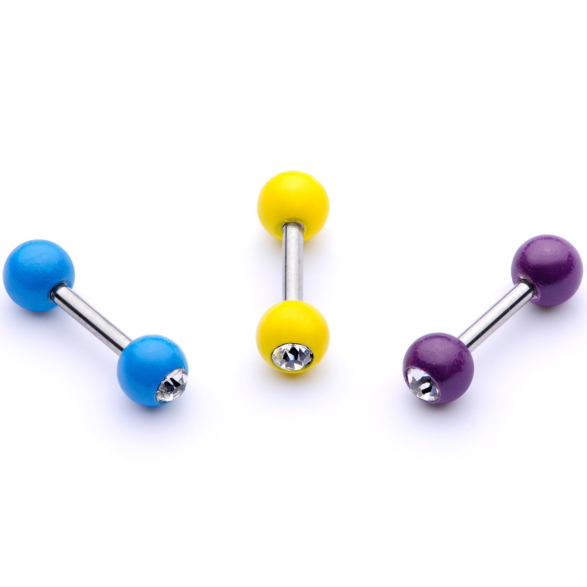 16G 1/4" Clear Gem Color Glow Straight Barbell Cartilage Set