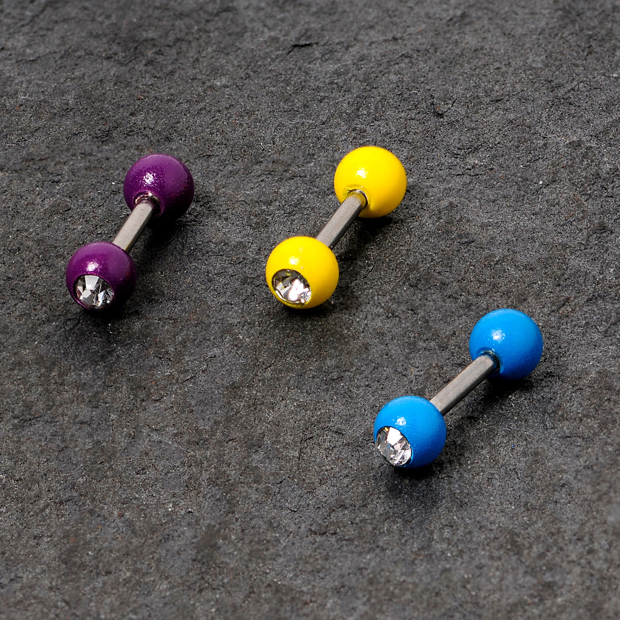 16G 1/4" Clear Gem Color Glow Straight Barbell Cartilage Set