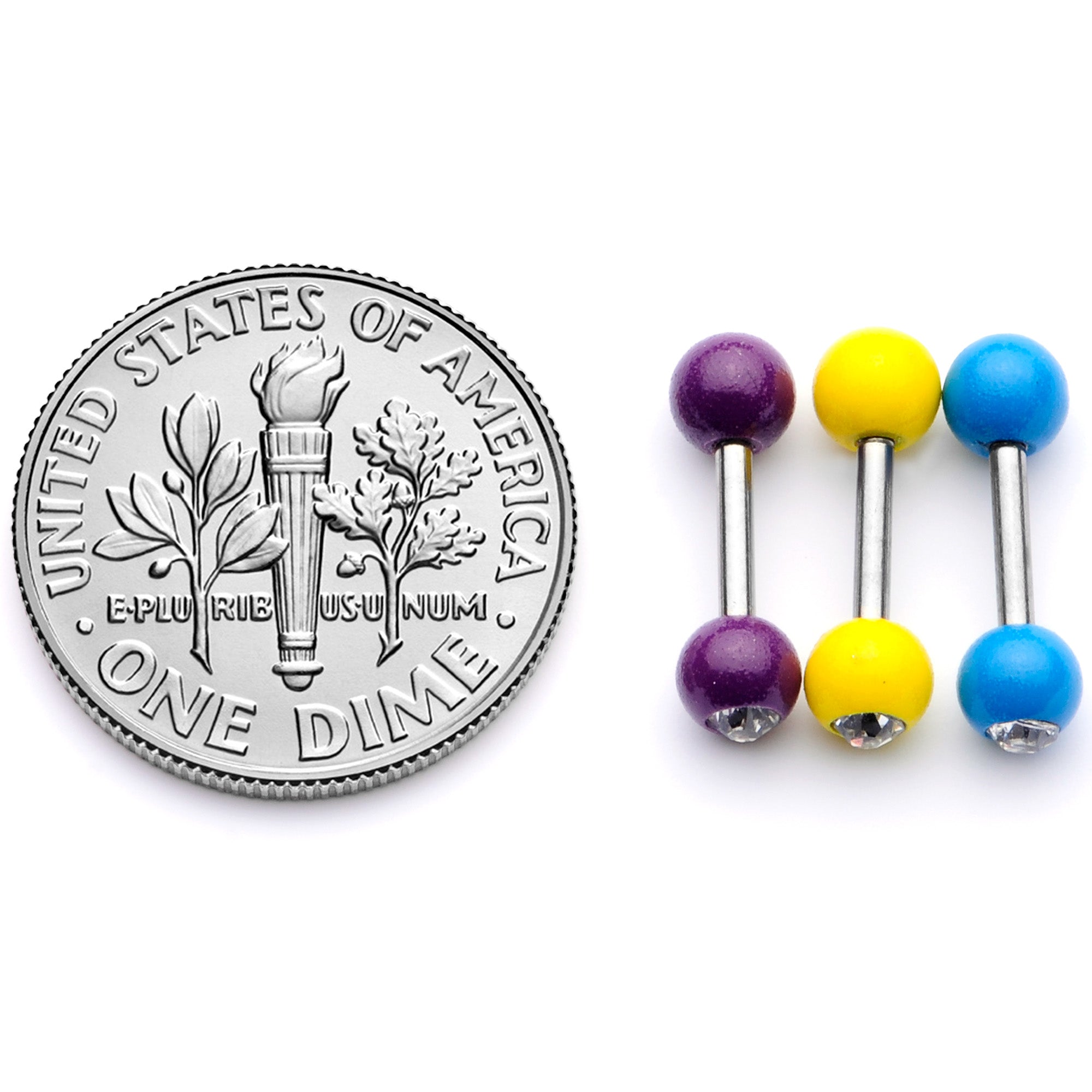 16G 1/4" Clear Gem Color Glow Straight Barbell Cartilage Set