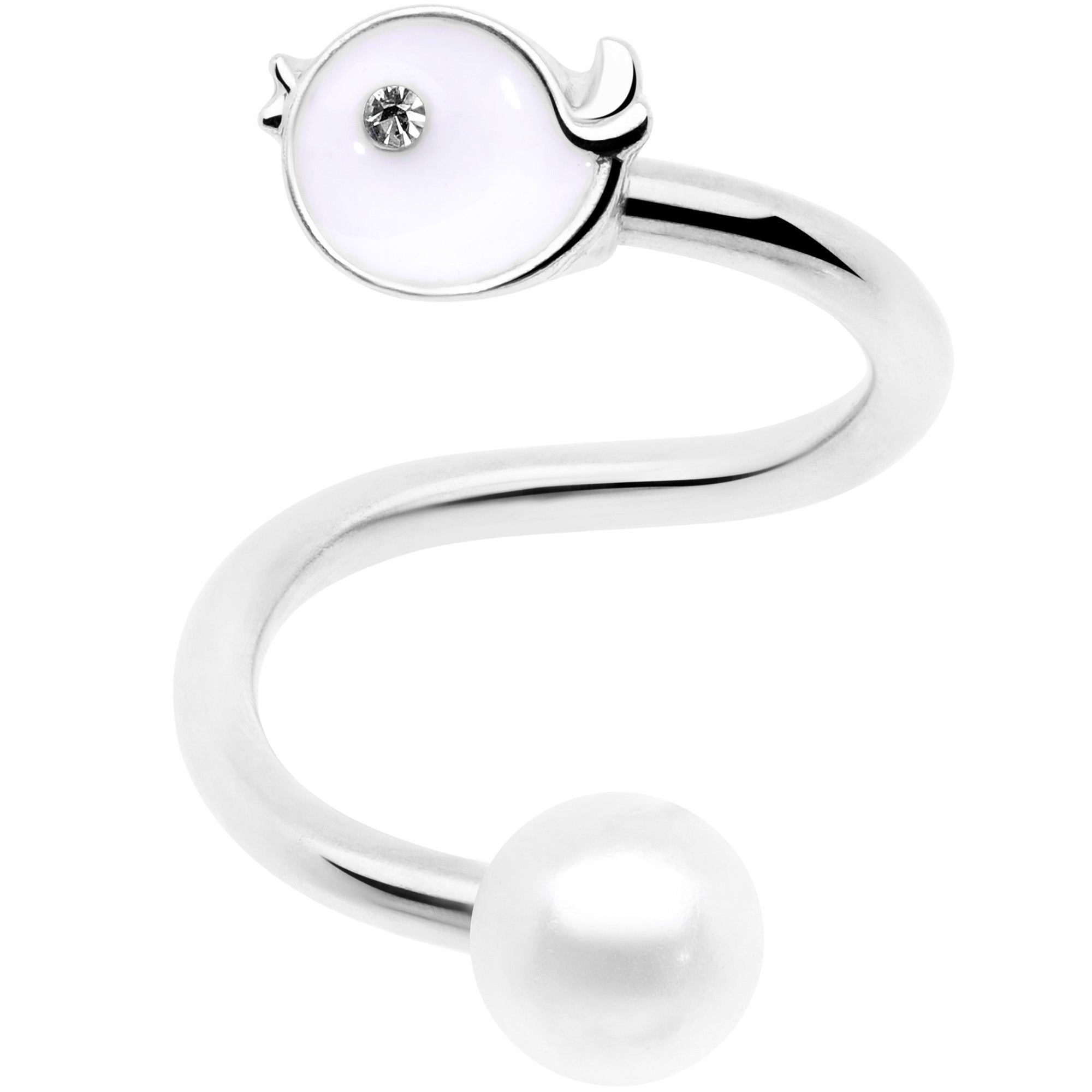14G 1/2 Clear Gem Bird Spiral Twister Belly Ring