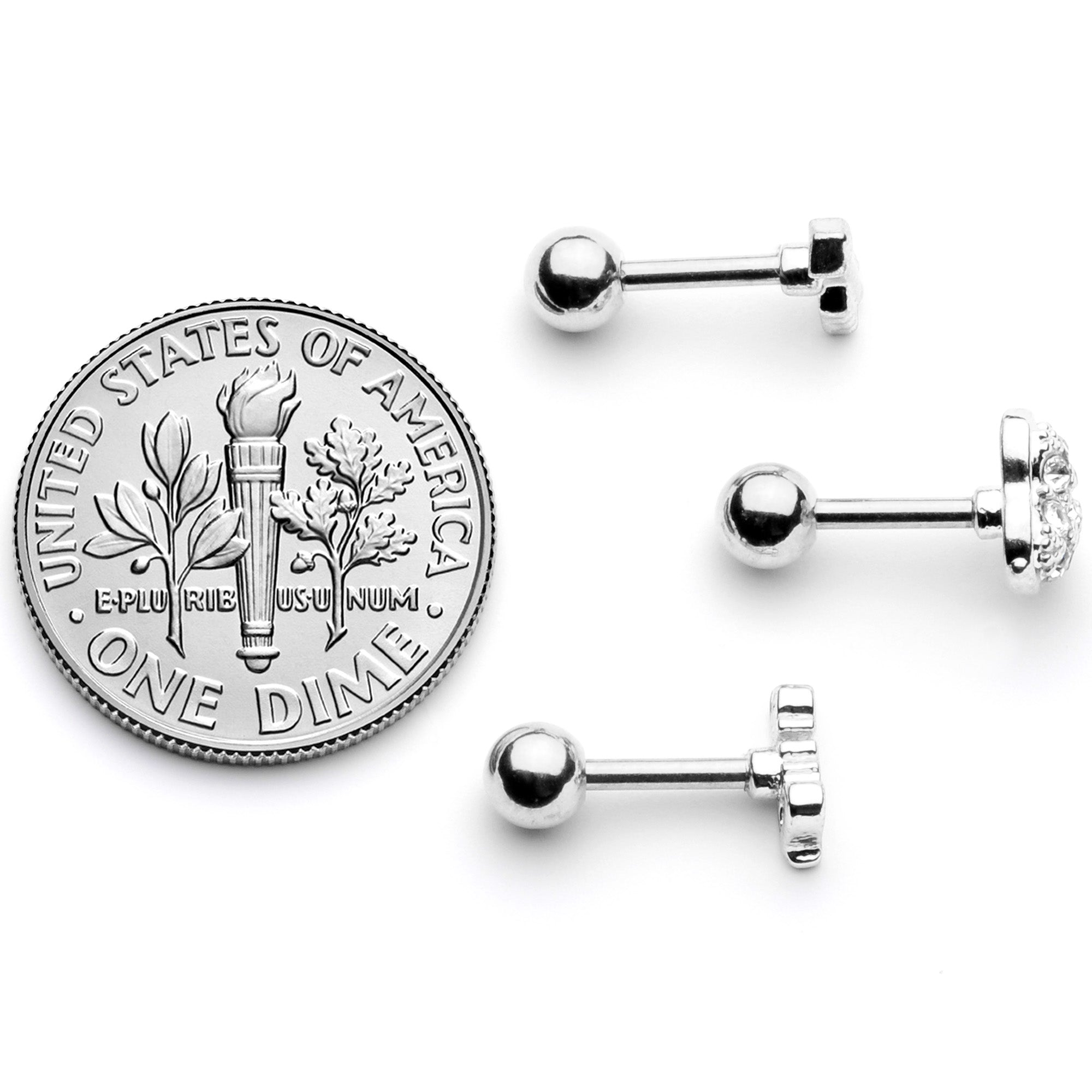 16G 1/4 Clear Gem Valentine Cartilage Tragus Set