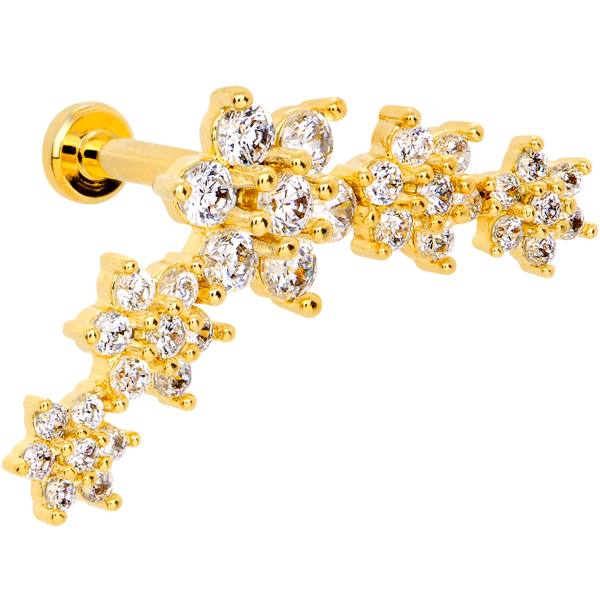 16G 5/16 Clear CZ Gem Gold Tone Floral Internal Thread Labret