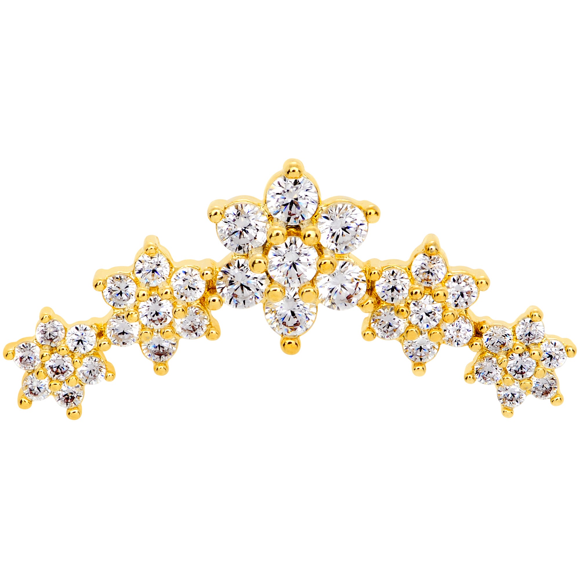 16G 5/16 Clear CZ Gem Gold Tone Floral Internal Thread Labret