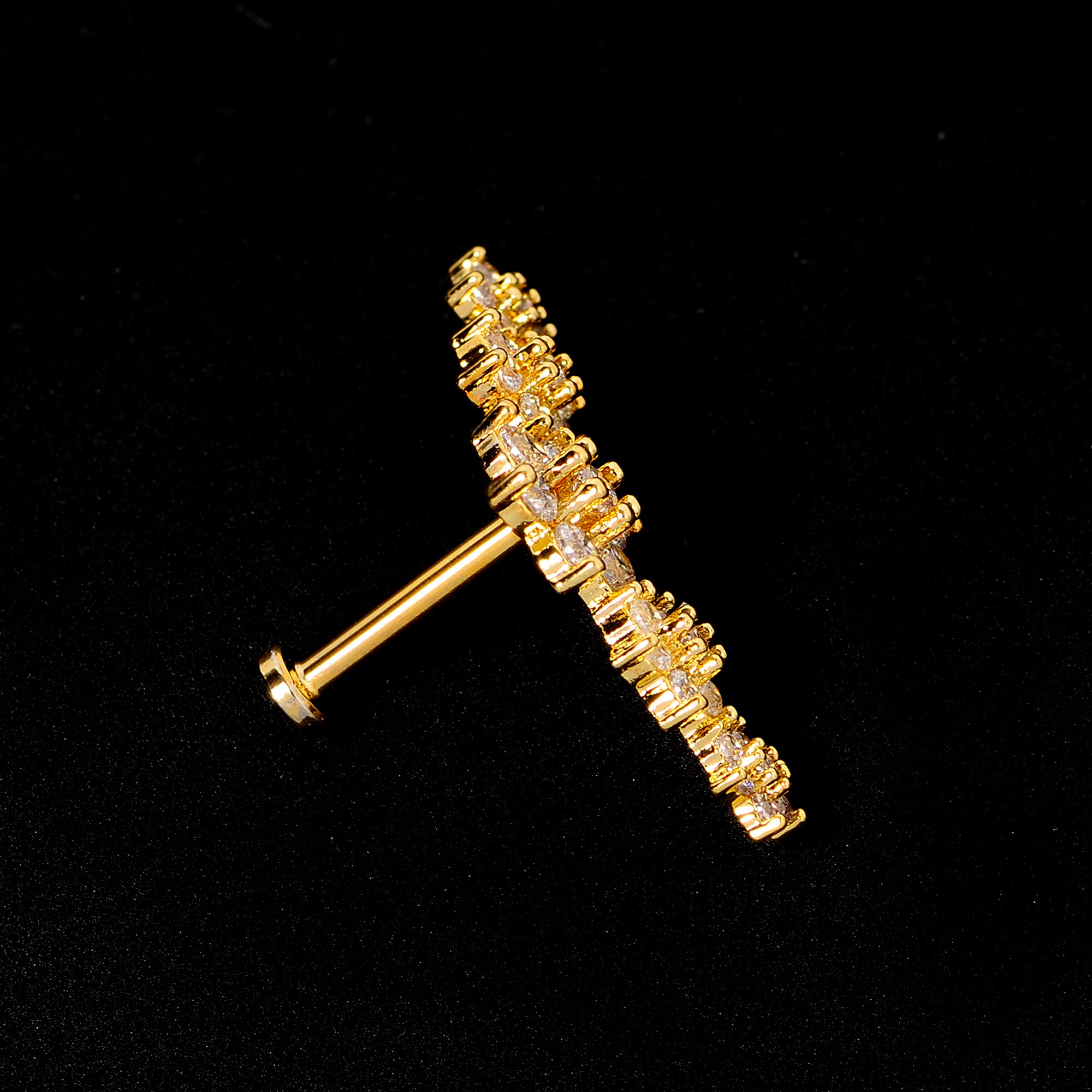 16G 5/16 Clear CZ Gem Gold Tone Floral Internal Thread Labret