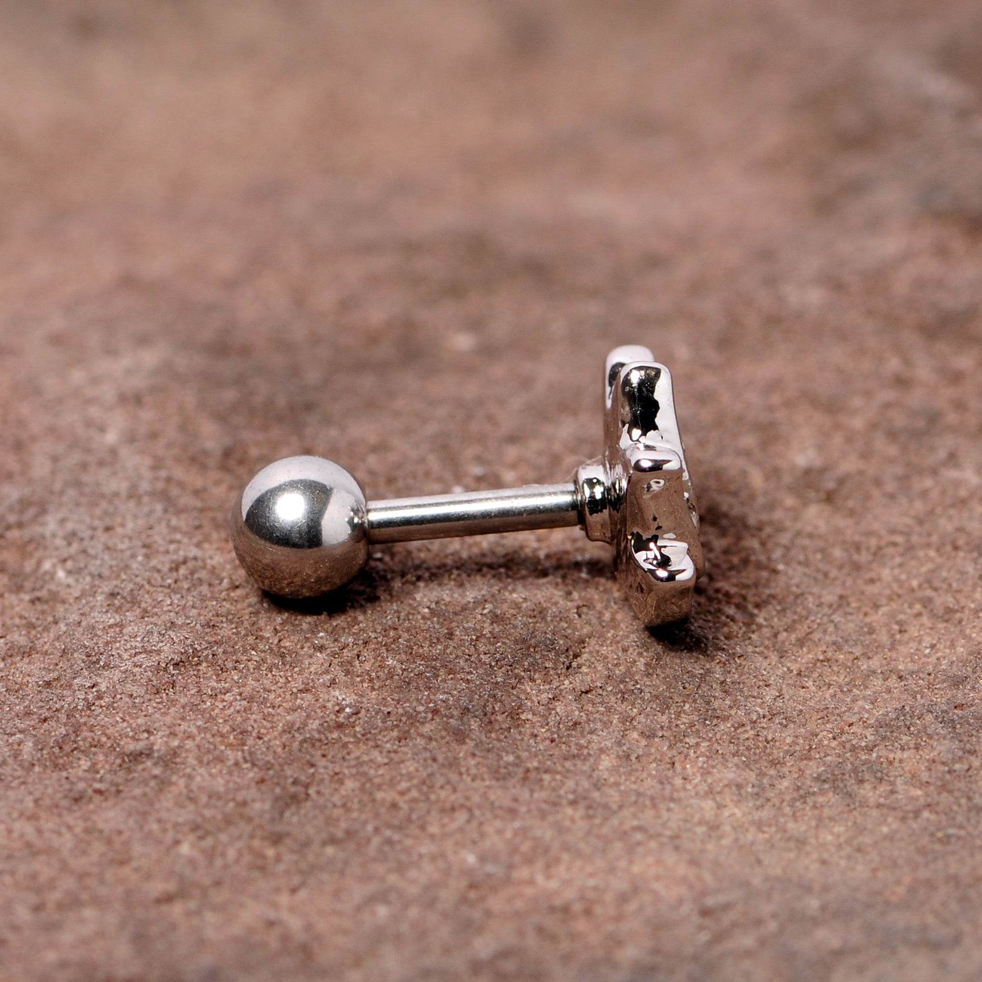 16G 1/4 Clear Gem Lotus Flower Cartilage Tragus Earring