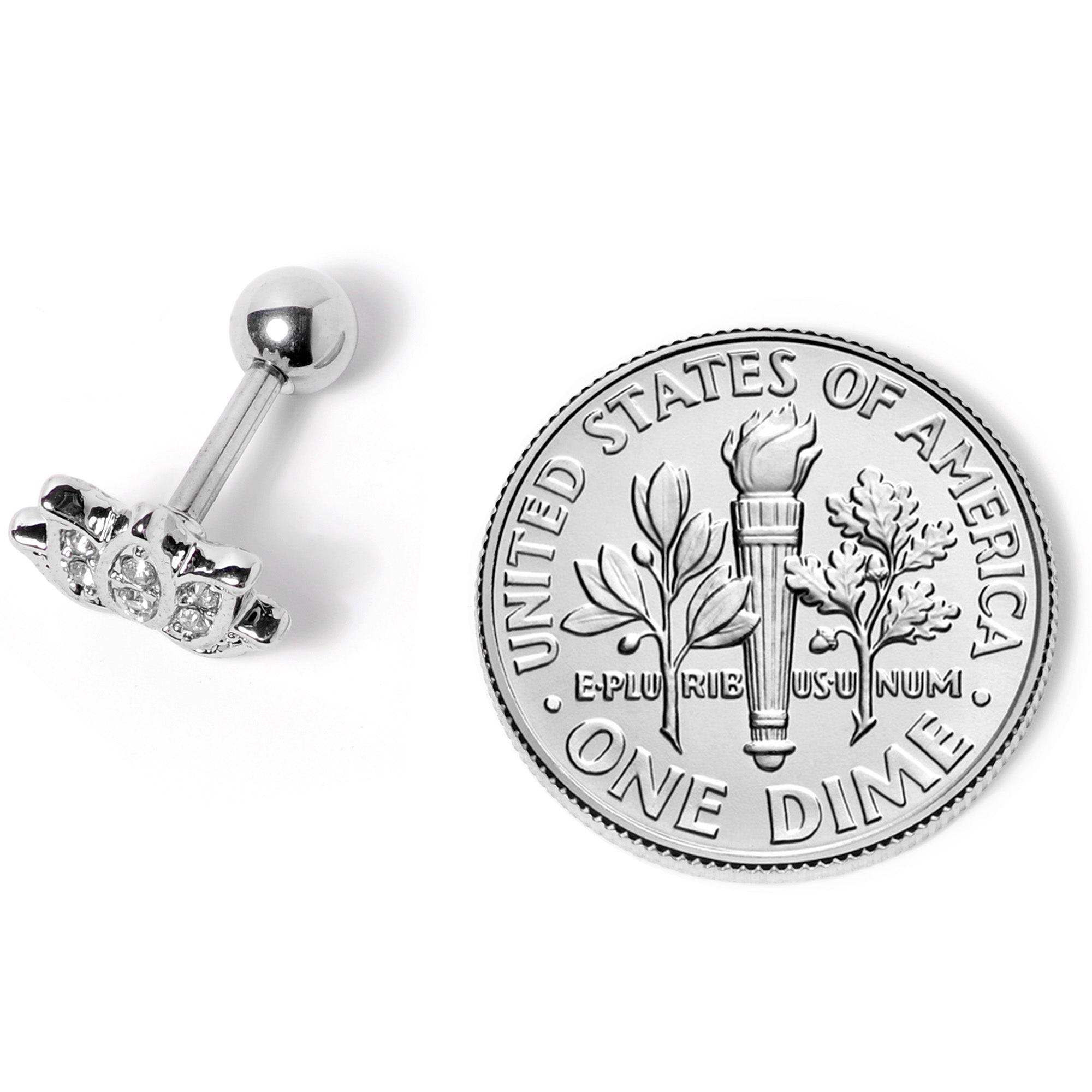 16G 1/4 Clear Gem Lotus Flower Cartilage Tragus Earring