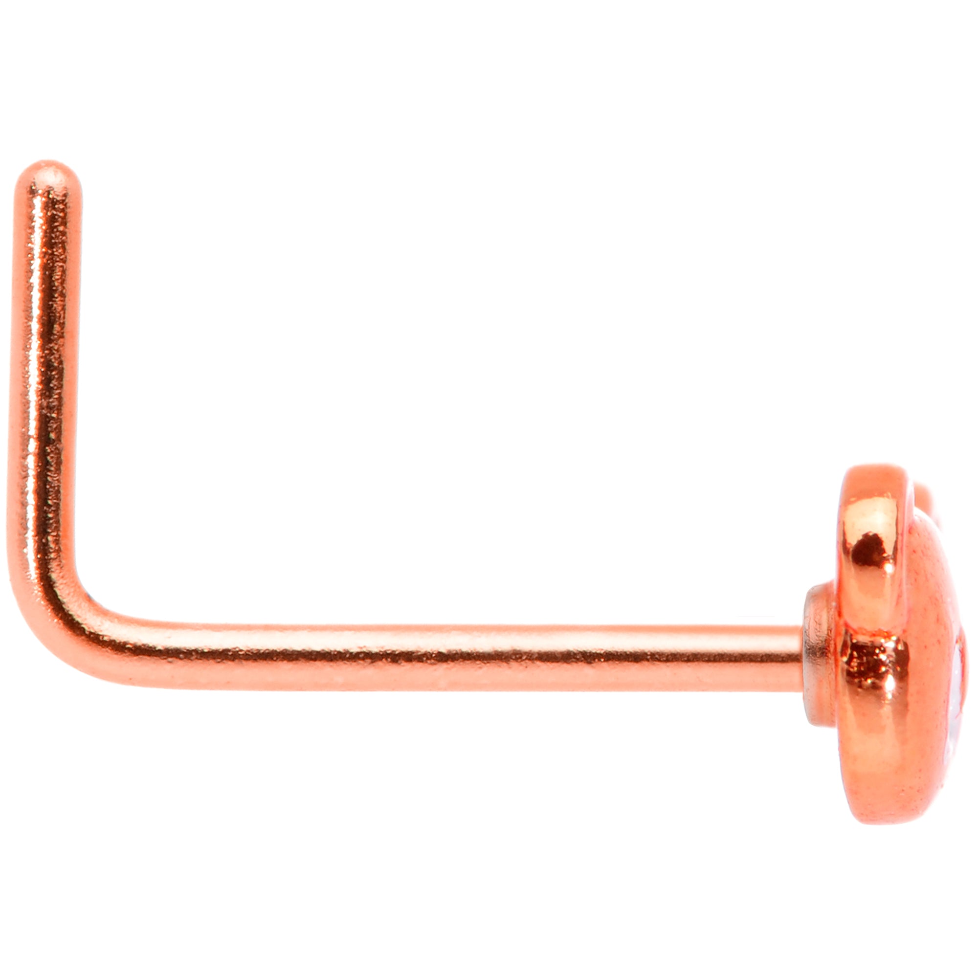 22G 5/16 Rose Gold Tone Tiny Teddy Bear L Shaped Nose Ring