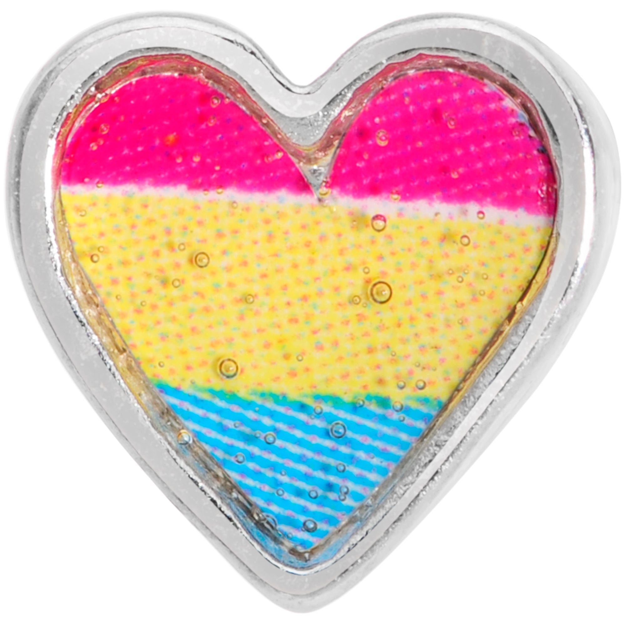 20G 5/16 Red Yellow Blue Pansexual Pride Heart L Shaped Nose Ring