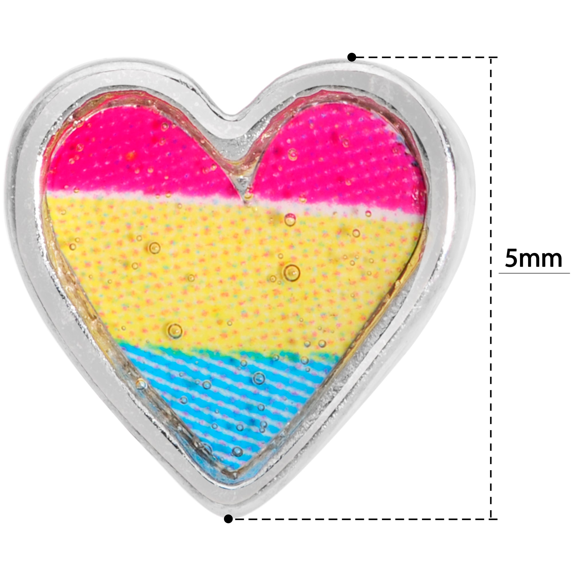 20G 5/16 Red Yellow Blue Pansexual Pride Heart L Shaped Nose Ring