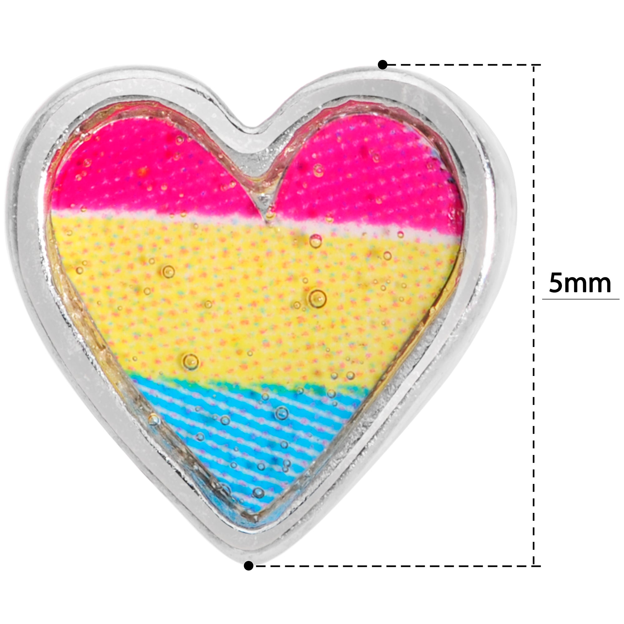 20G 5/16 Red Yellow Blue Pansexual Pride Heart Nose Bone