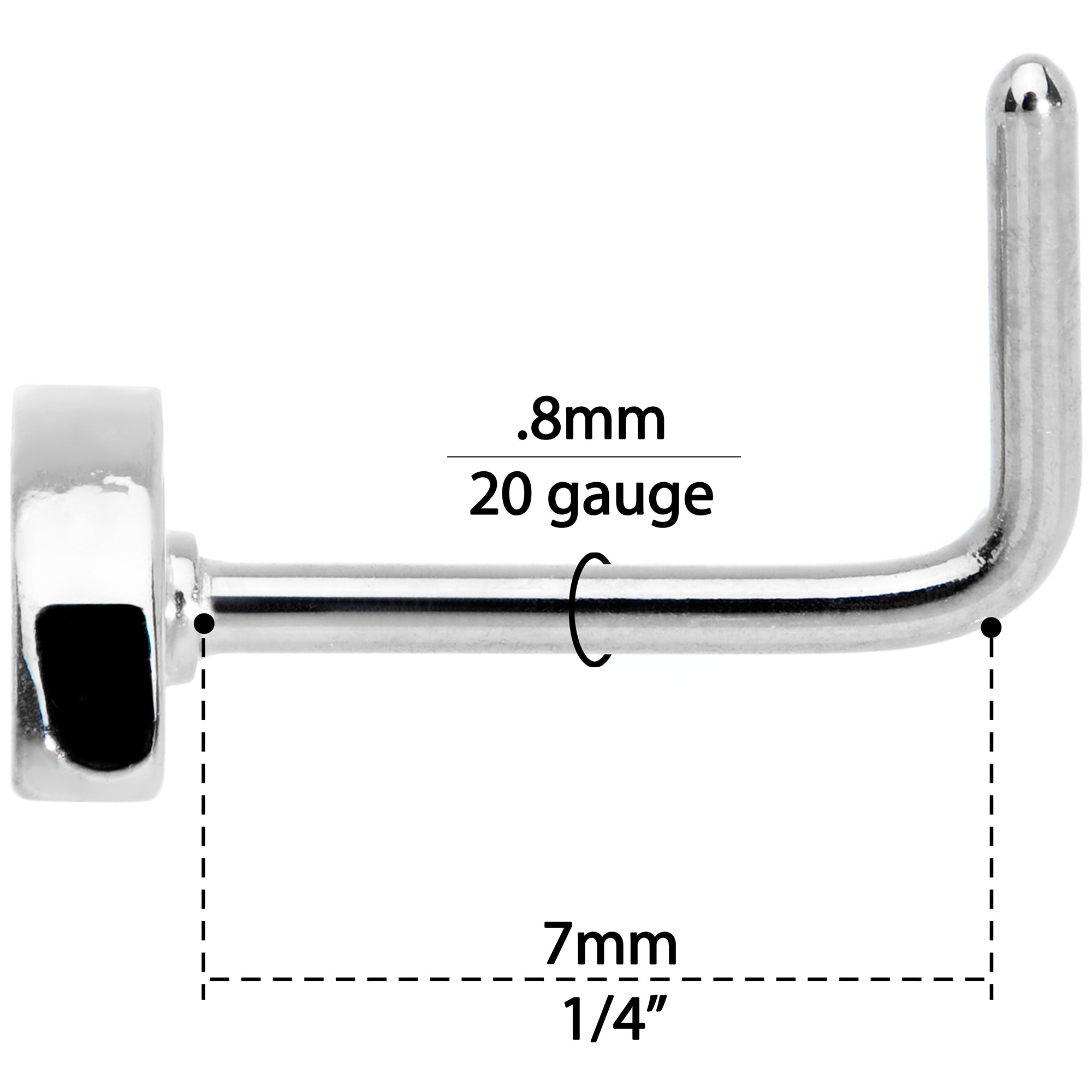 20G 1/4 Red Yellow Blue Pride Rainbow L Shaped Nose Ring