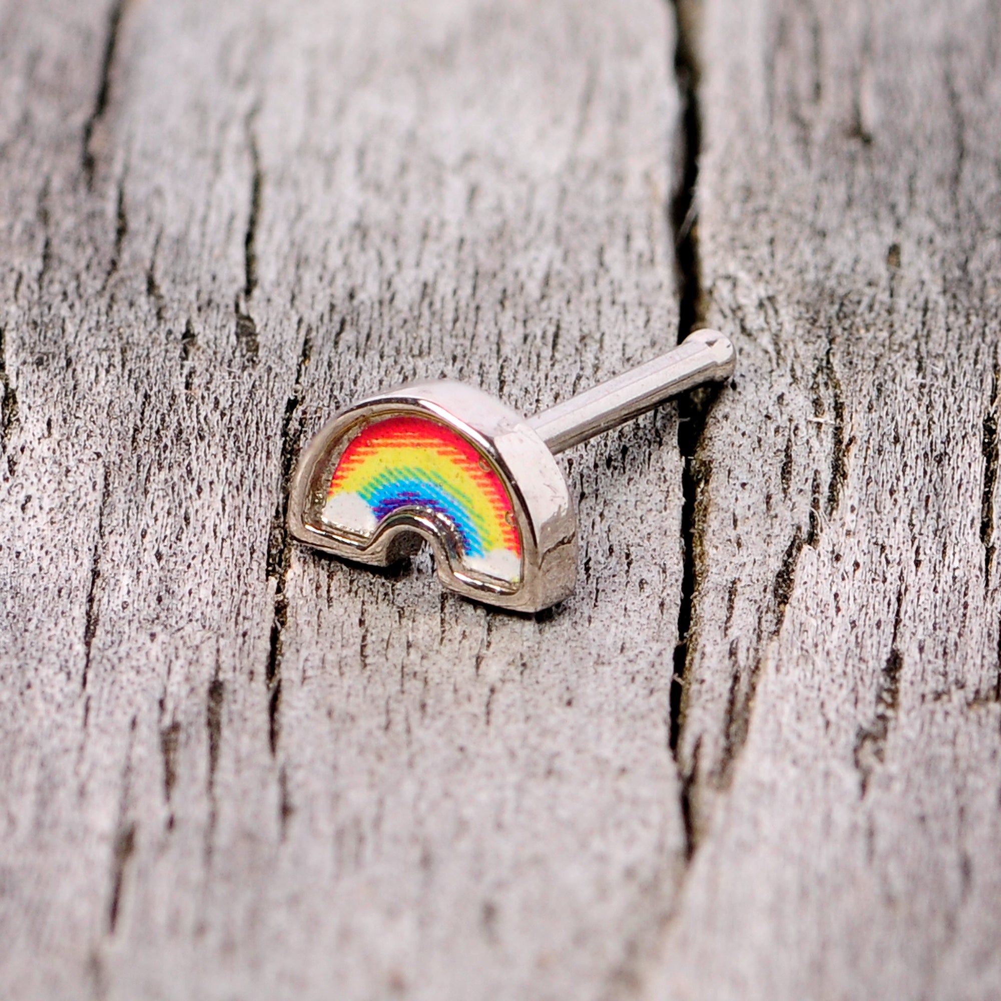 20G 5/16 Red Yellow Blue Pride Rainbow Nose Bone