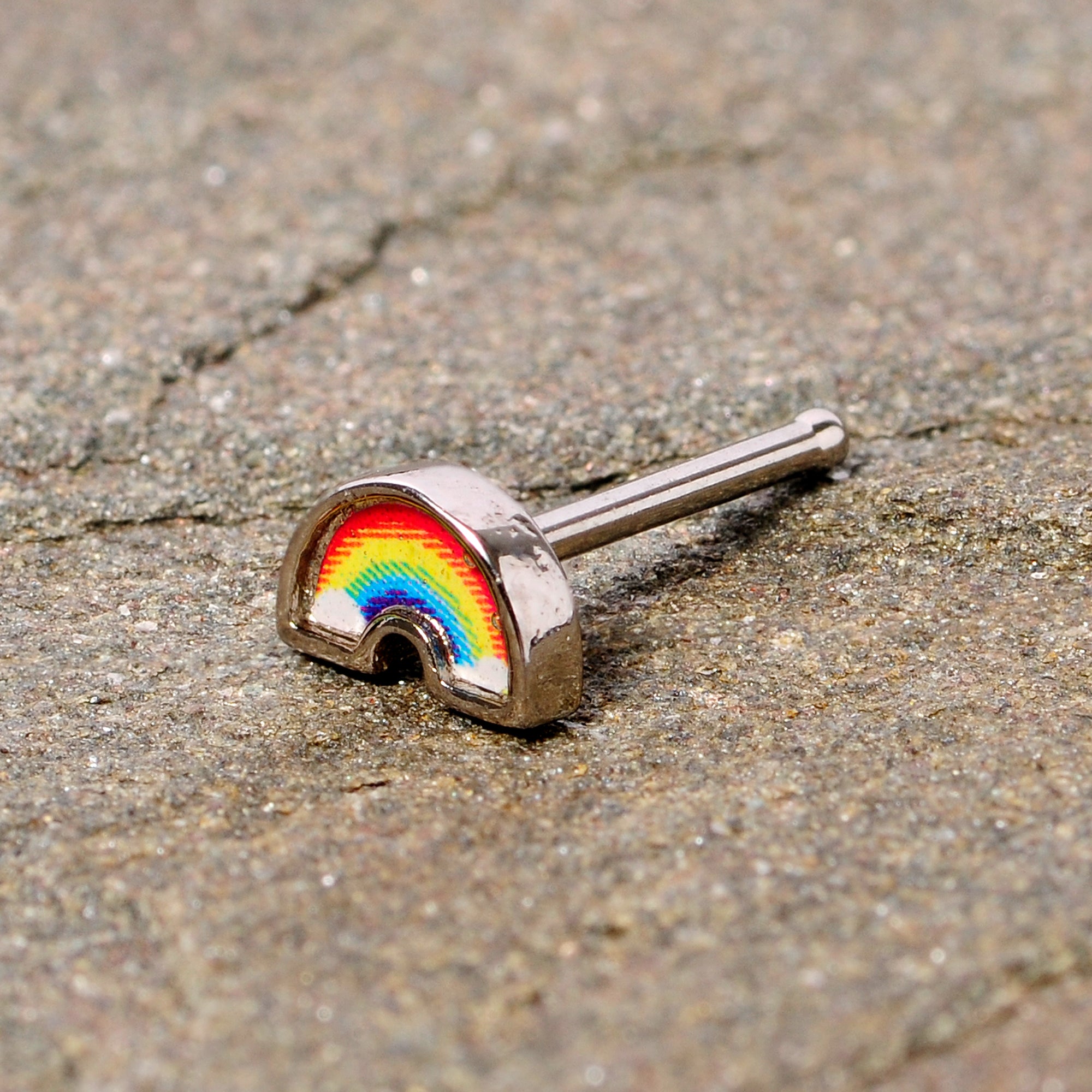 20G 5/16 Red Yellow Blue Pride Rainbow Nose Bone