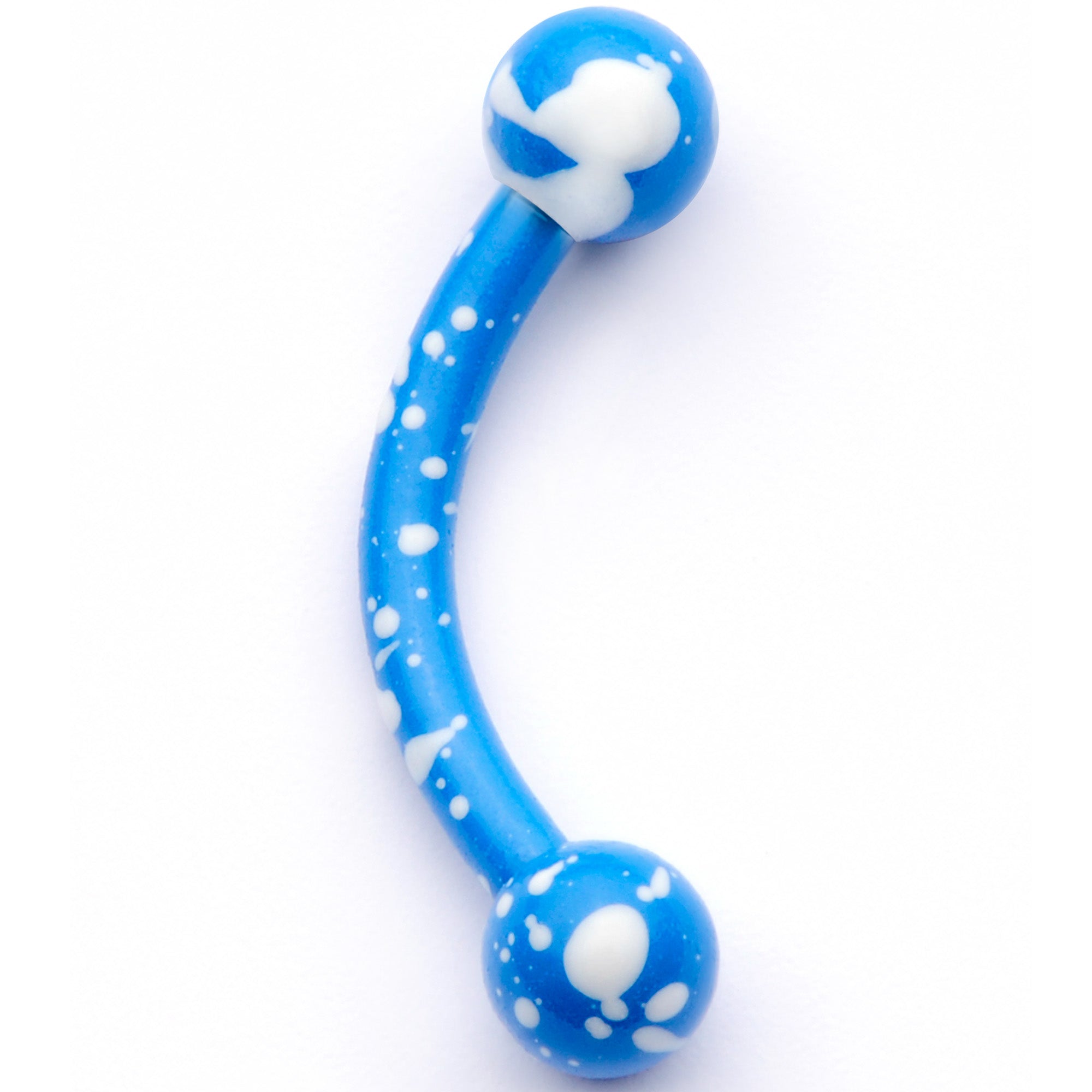 16G 5/16 Blue White Glow in the Dark Curved Eyebrow Ring