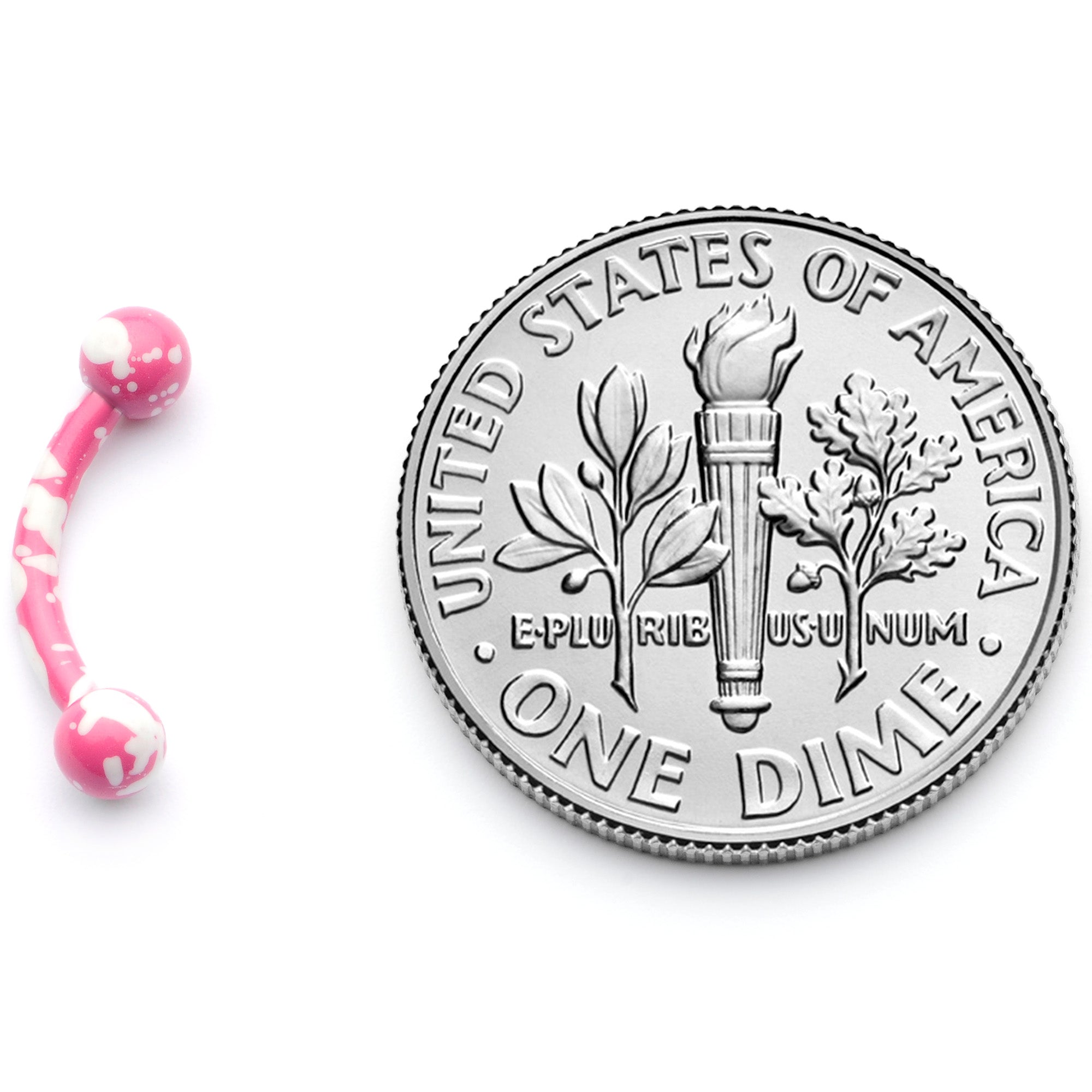 16G 5/16 Pink White Glow in the Dark Curved Eyebrow Ring