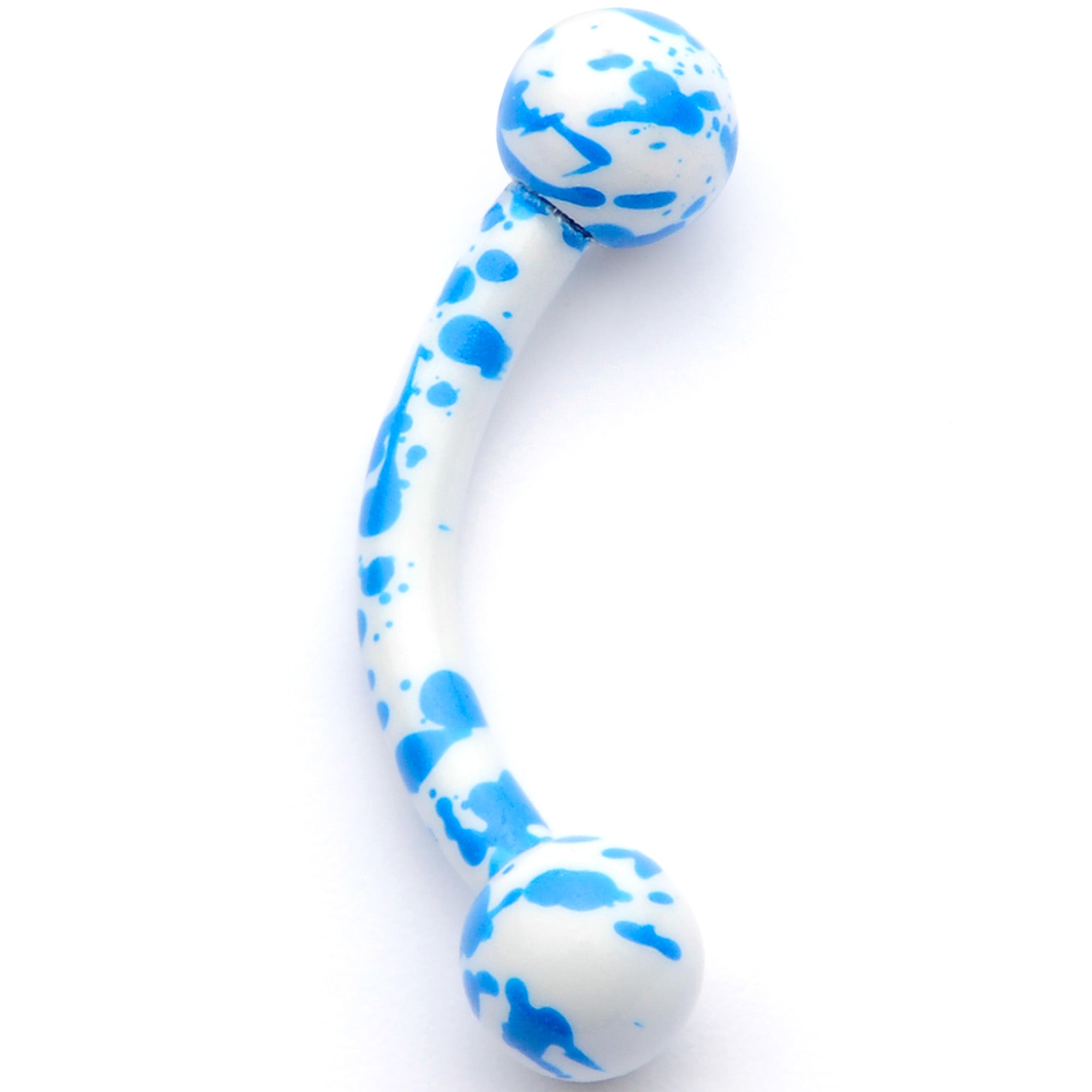 16G 5/16 White Blue Glow in the Dark Curved Eyebrow Ring