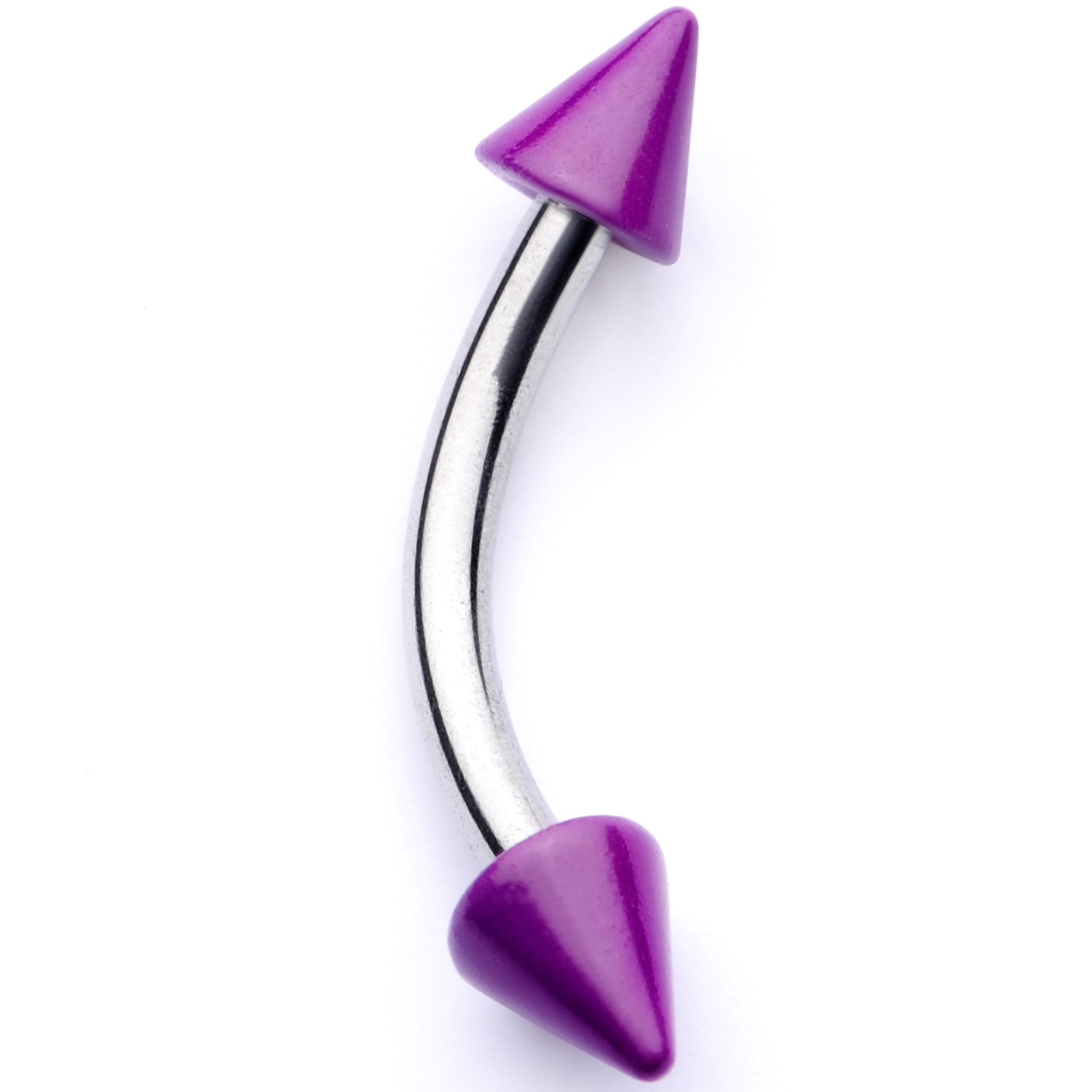 16G 5/16 Purple Cone End Curved Eyebrow Ring