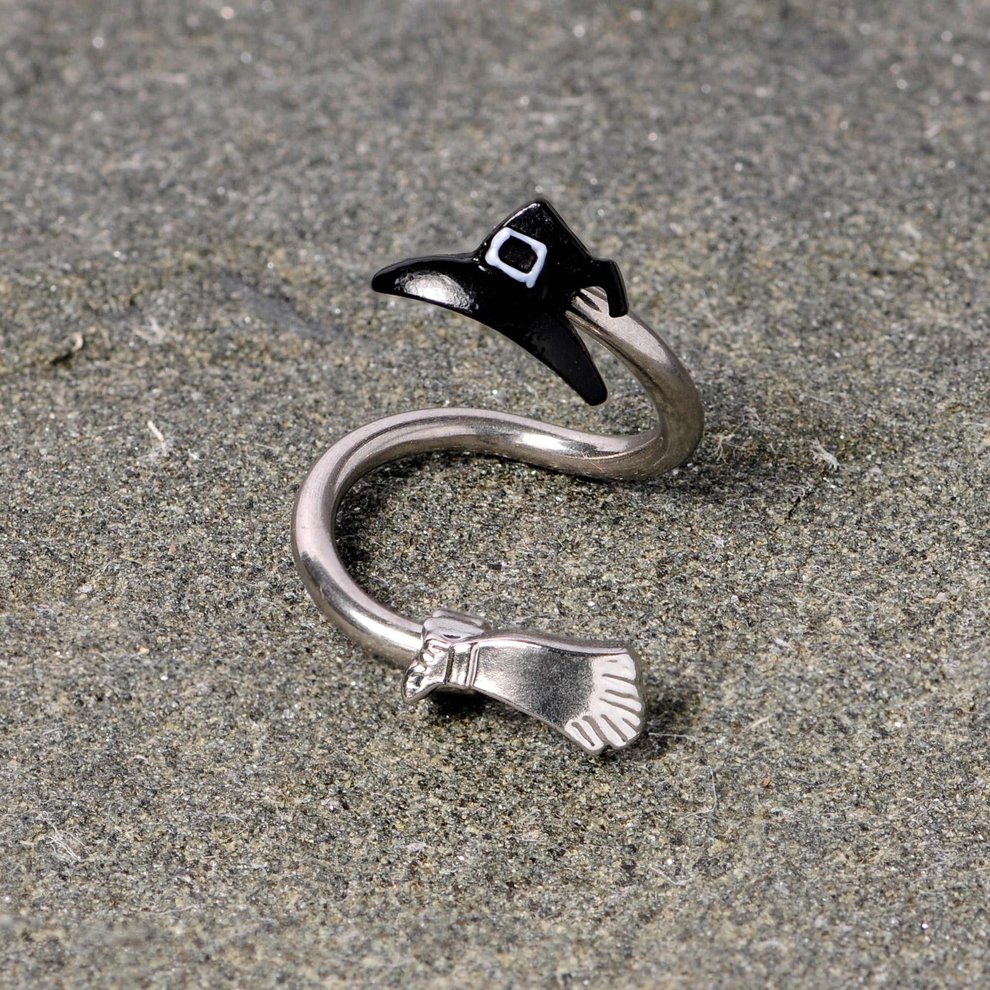 Hat and Broom Im a Witch Kit Halloween Spiral Twister Belly Ring
