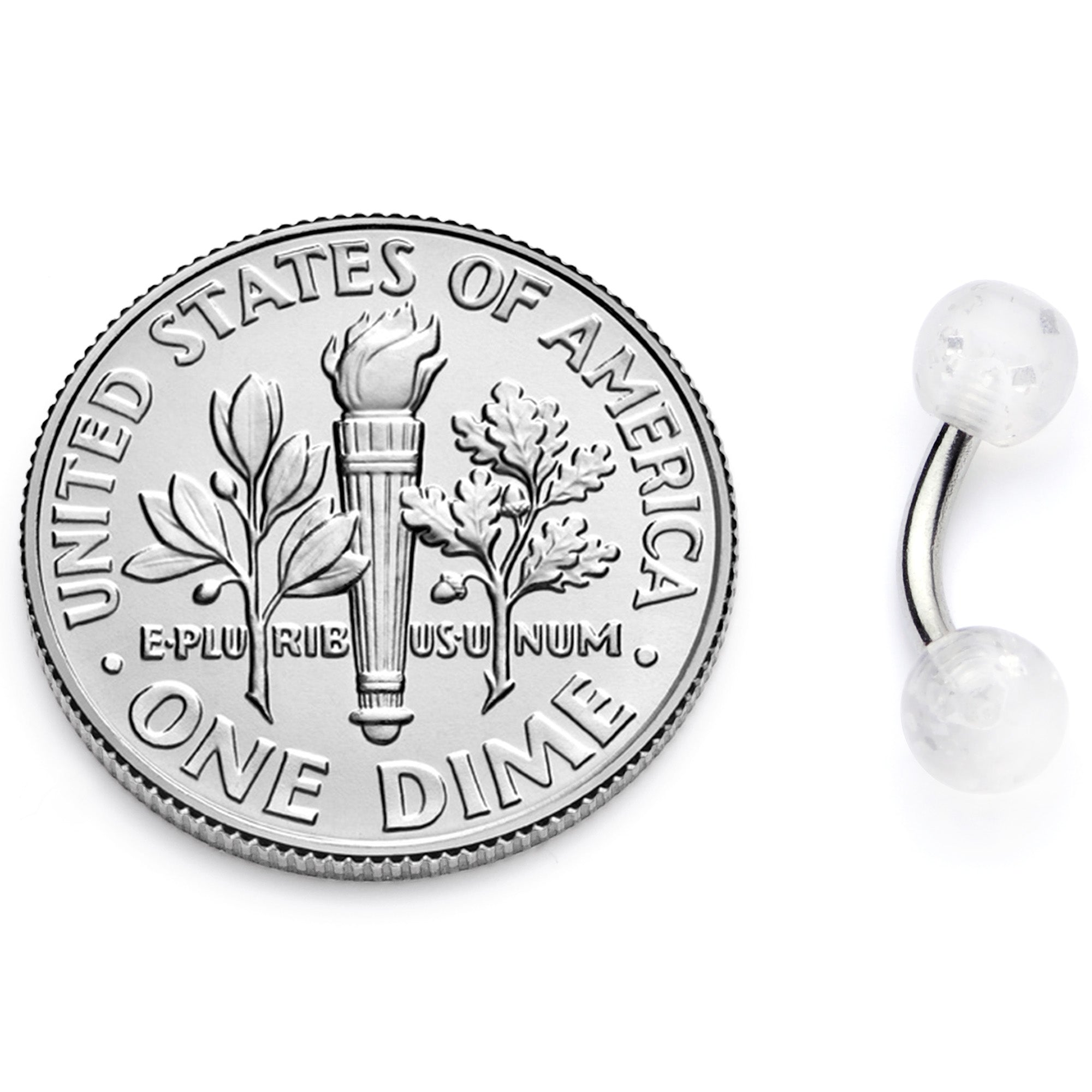 16G 1/4 Clear Speckled Acrylic Ends Curved Barbell