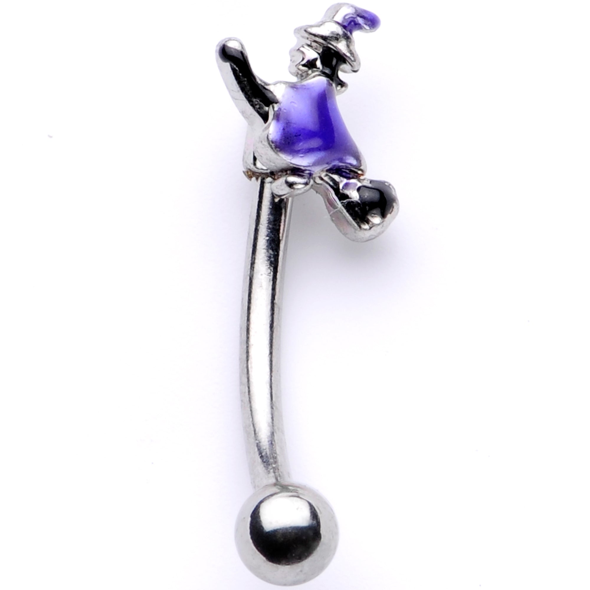 16G 5/16 Blue Spooky Witch Halloween Curved Eyebrow Ring