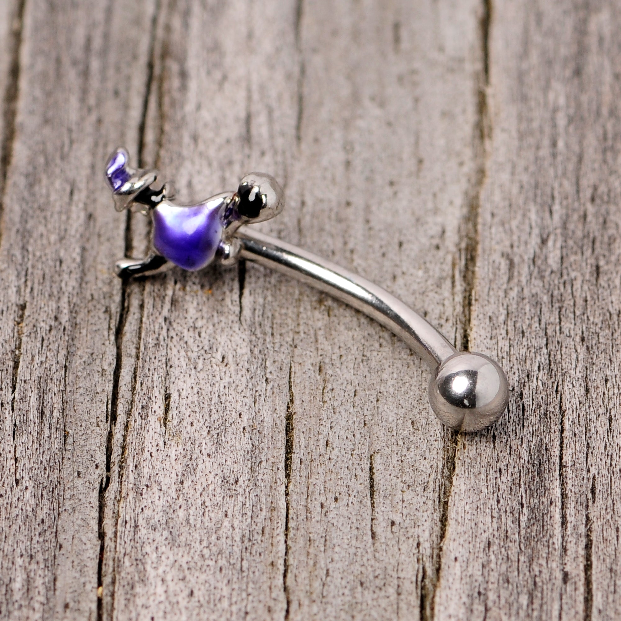 16G 5/16 Blue Spooky Witch Halloween Curved Eyebrow Ring