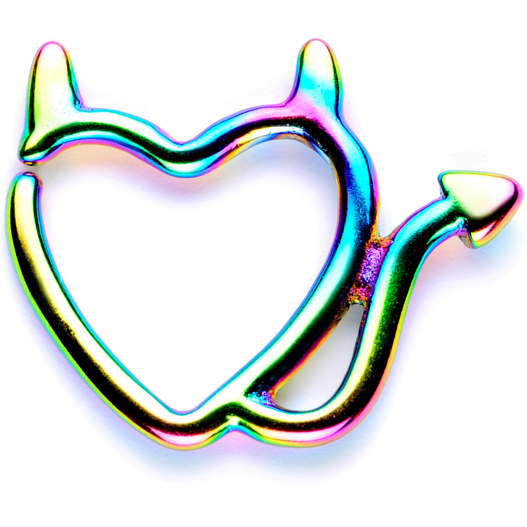 16 Gauge 1/4 Rainbow Little Devil Halloween Heart Closure Ring