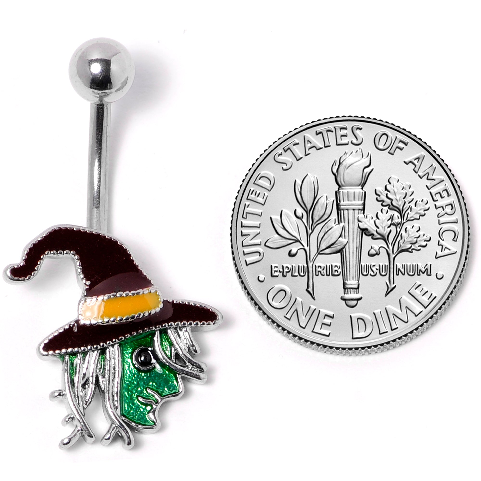Ghastly Green Woods Witch Halloween Belly Ring