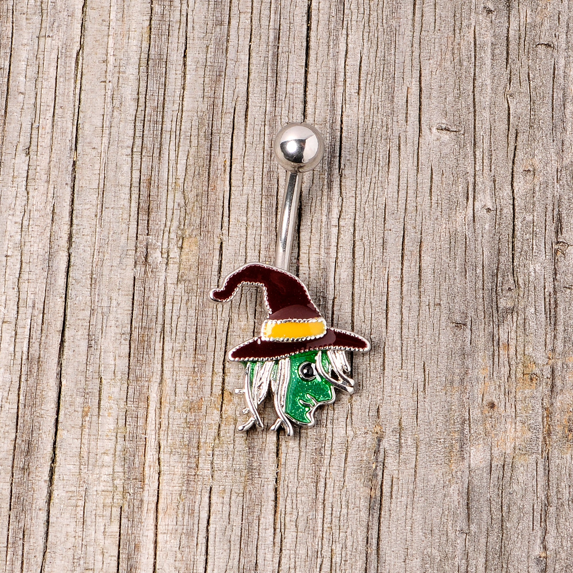 Ghastly Green Woods Witch Halloween Belly Ring
