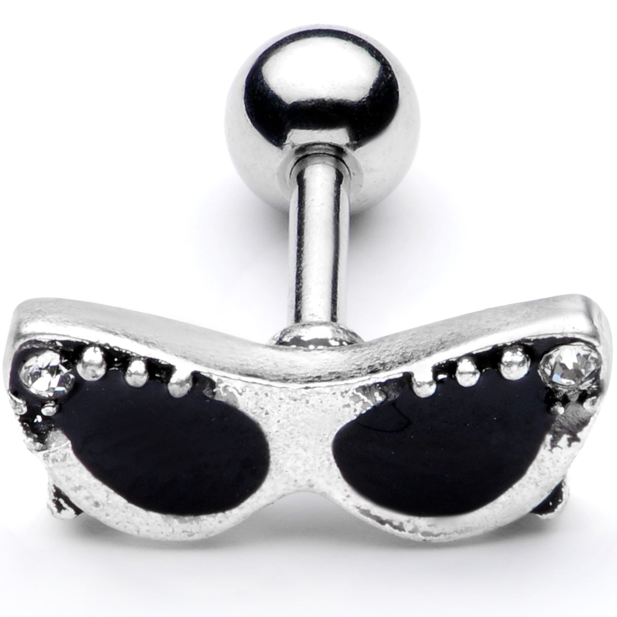 16G 1/4 Clear Gem 50s Retro Sunglasses Cartilage Tragus Earring