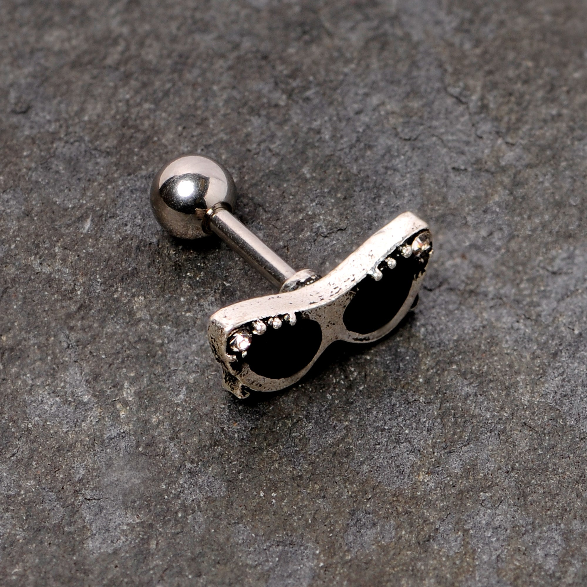 16G 1/4 Clear Gem 50s Retro Sunglasses Cartilage Tragus Earring