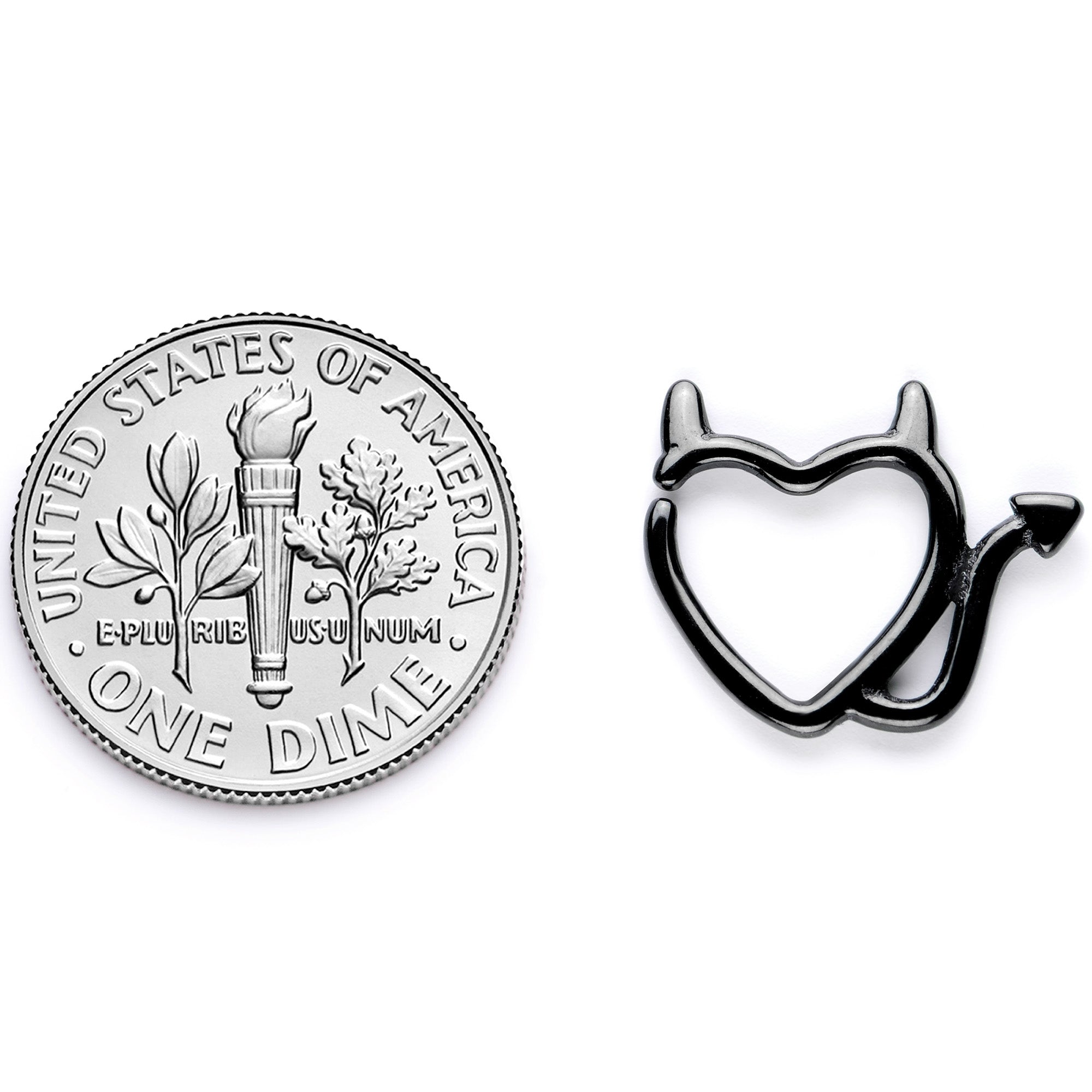 16G 5/16 Black Little Devil Halloween Heart Closure Ring