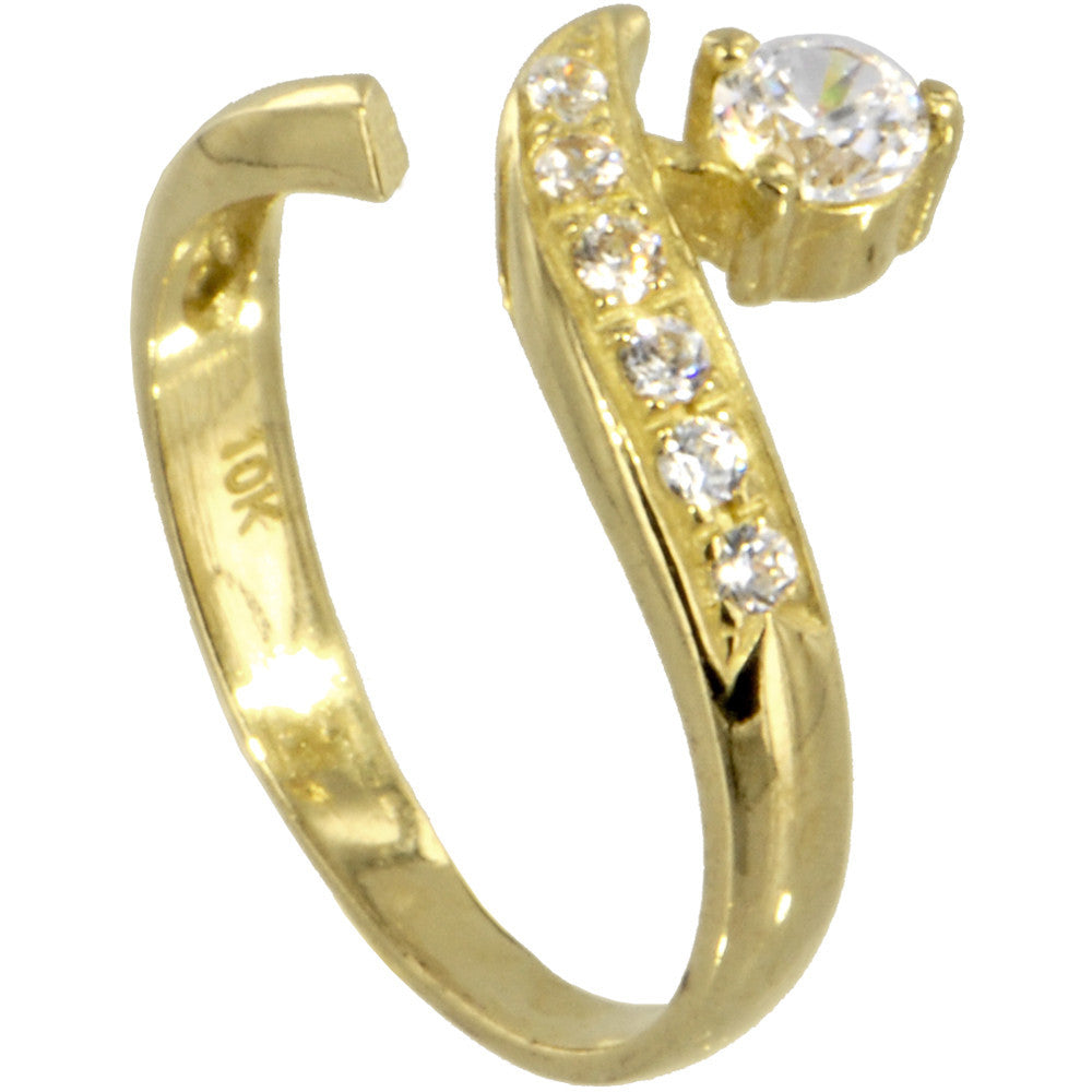 10kt GOLD Cubic Zirconia SOLITAIRE Toe Ring