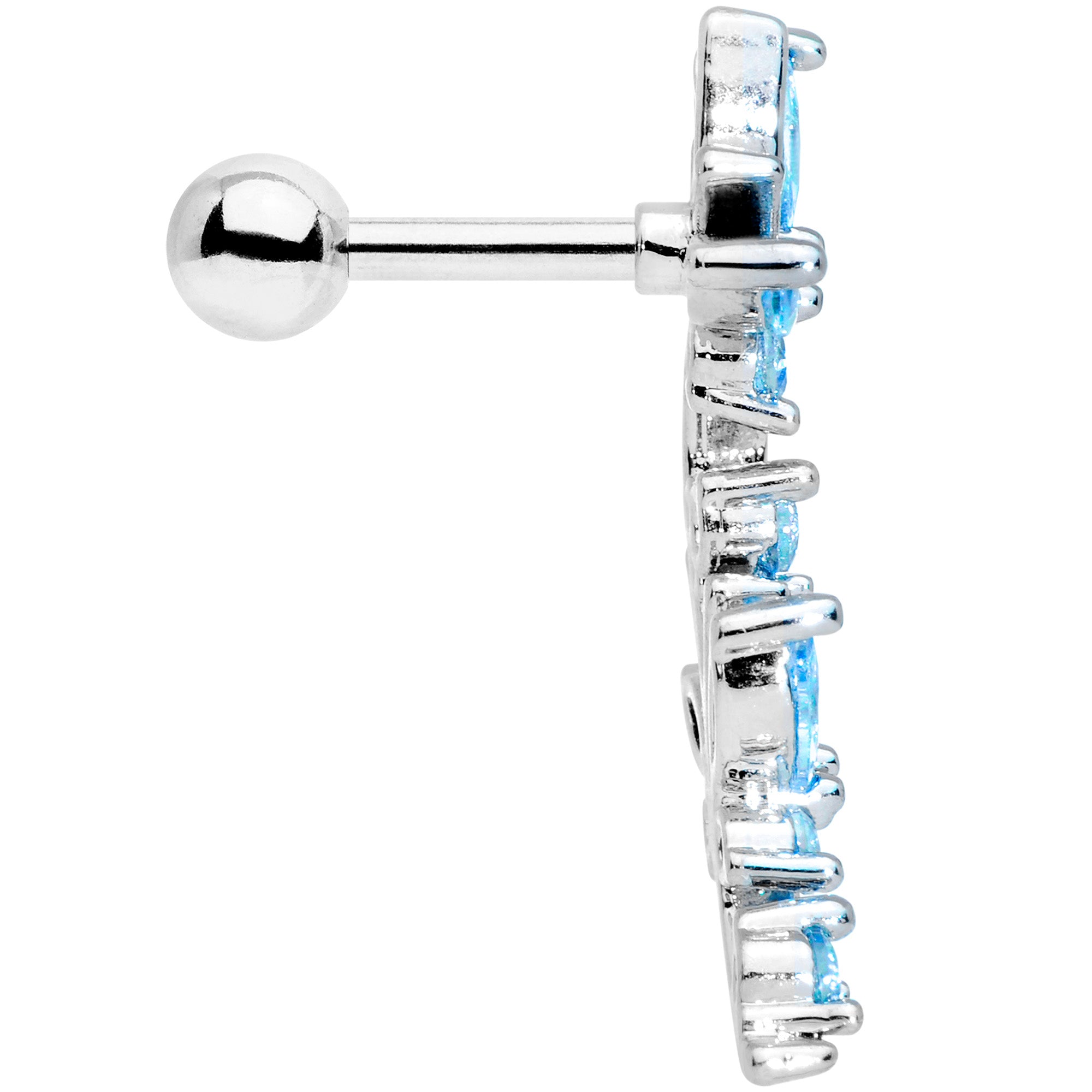 16G 1/4 Aqua CZ Gem Butterflies Left Ear Cartilage Tragus