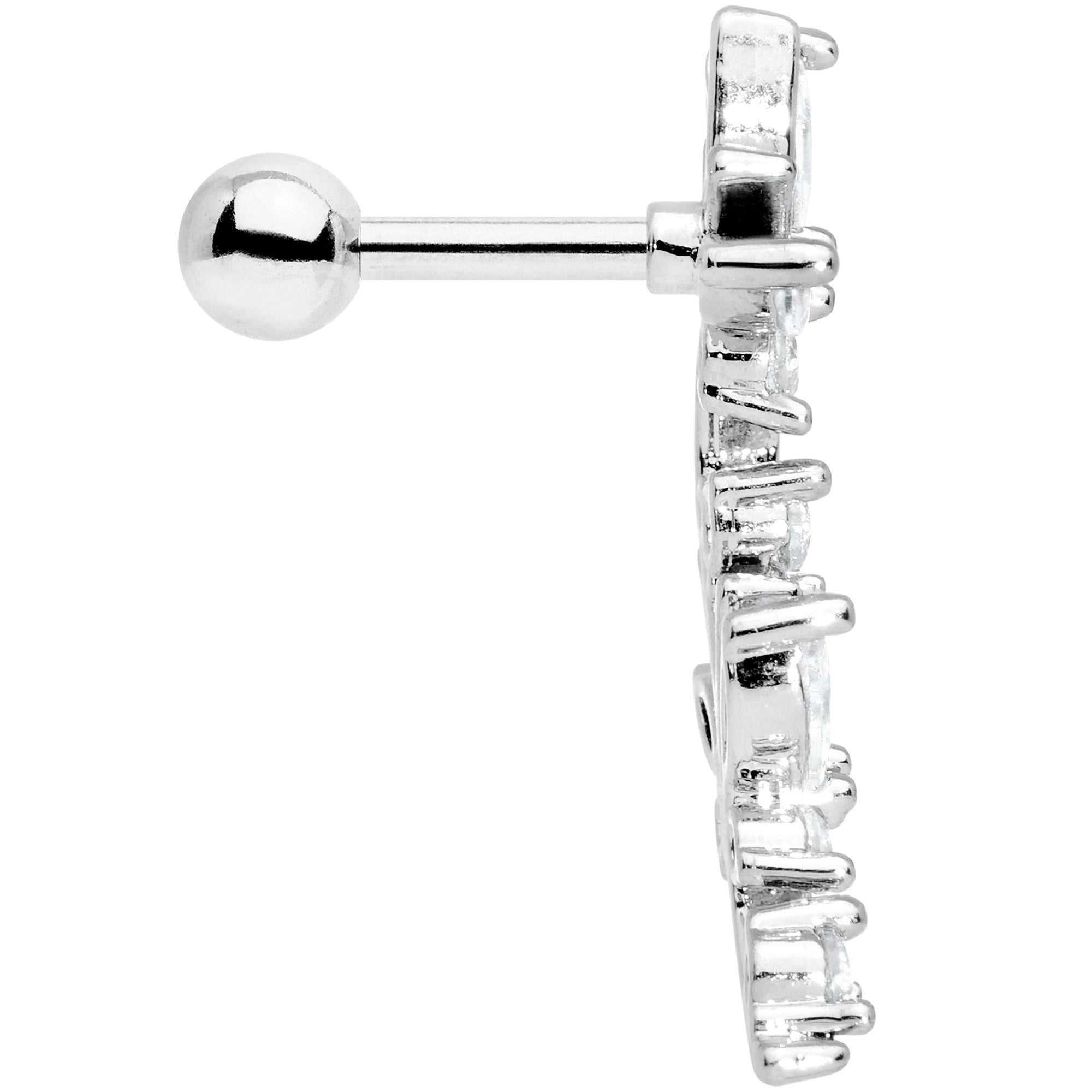 16G 1/4 Clear CZ Gem Butterflies Left Ear Cartilage Tragus