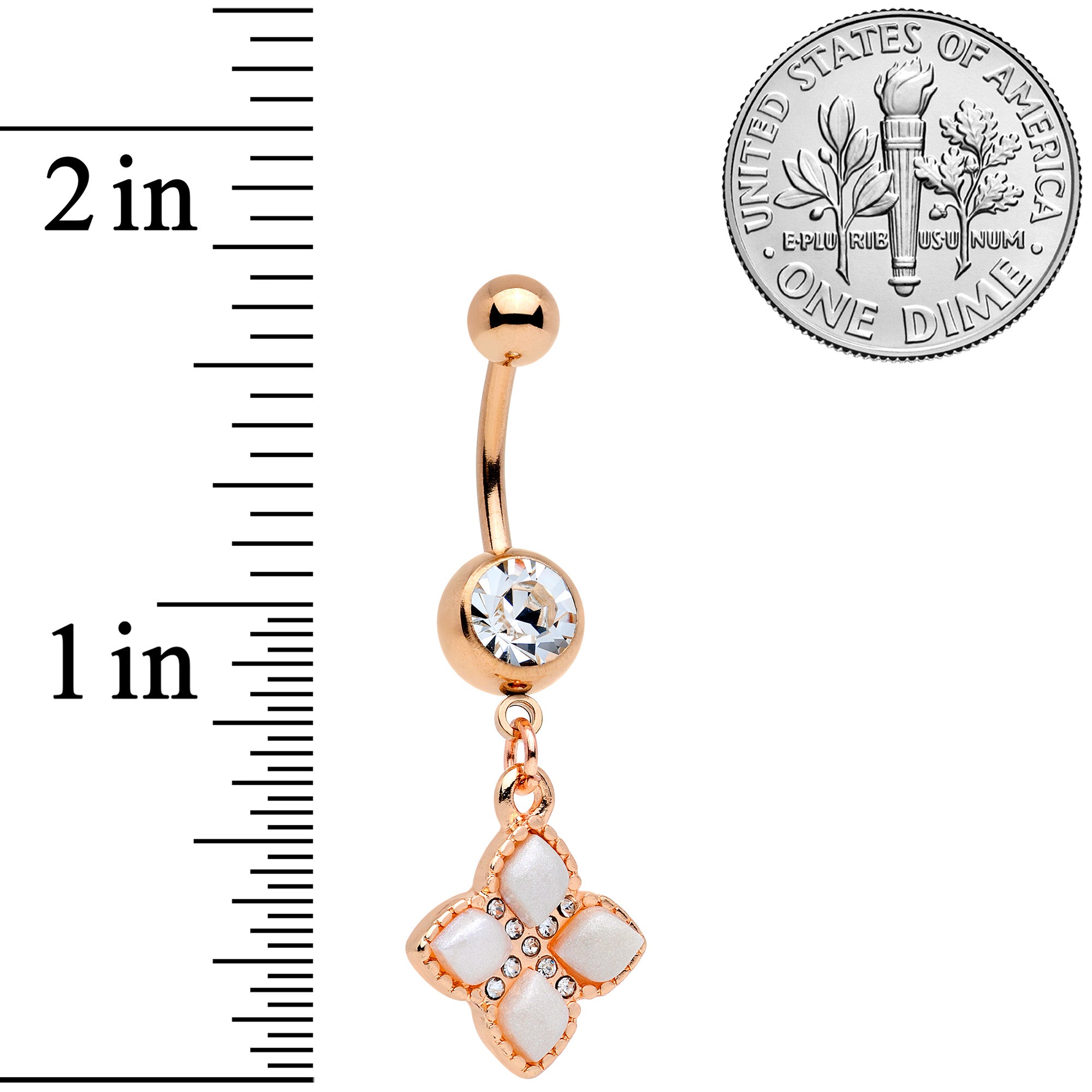 Clear Gem Rose Gold Tone Royal Renaissance Dangle Belly Ring
