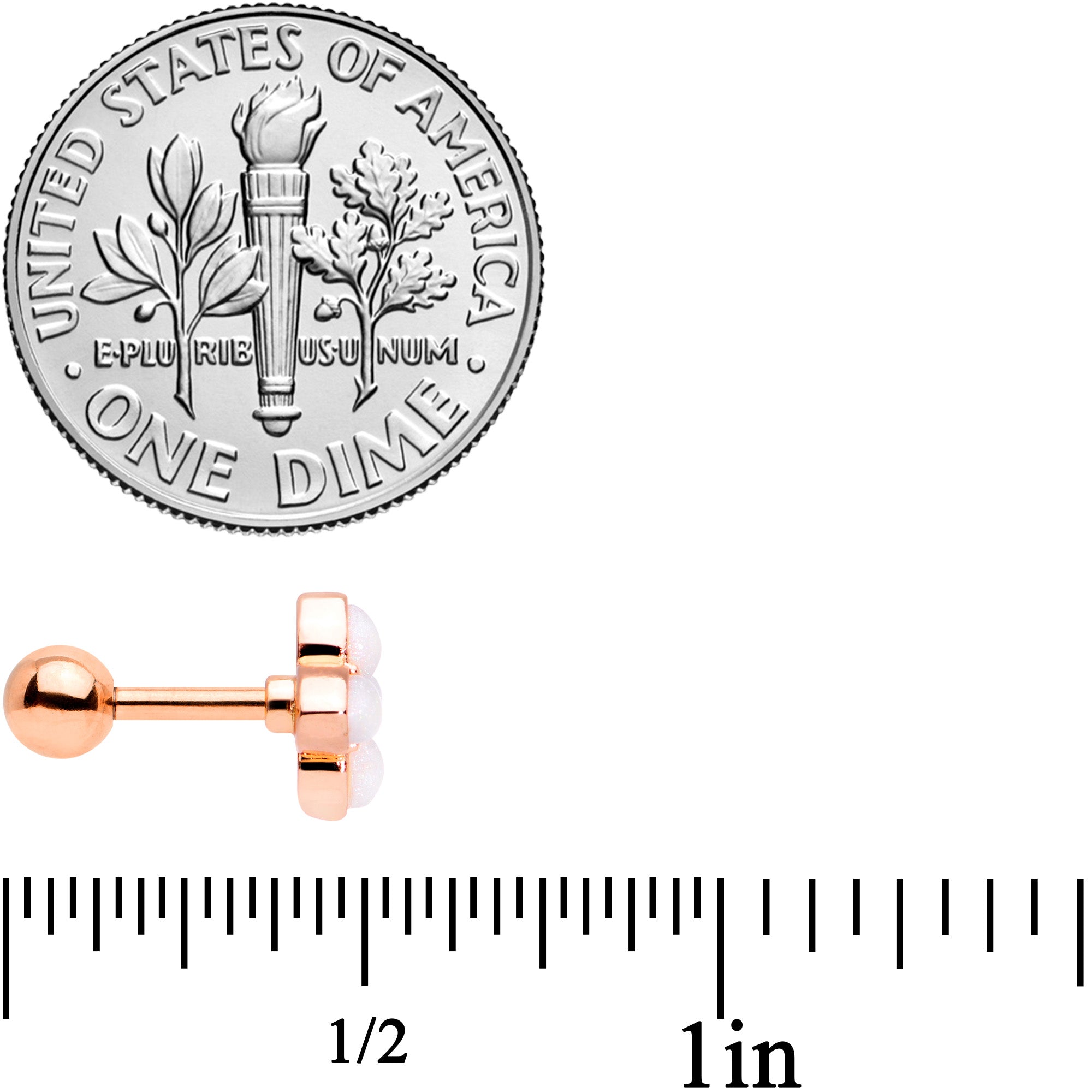 16G 1/4 Clear Gem Rose Gold Tone Renaissance Cartilage Tragus