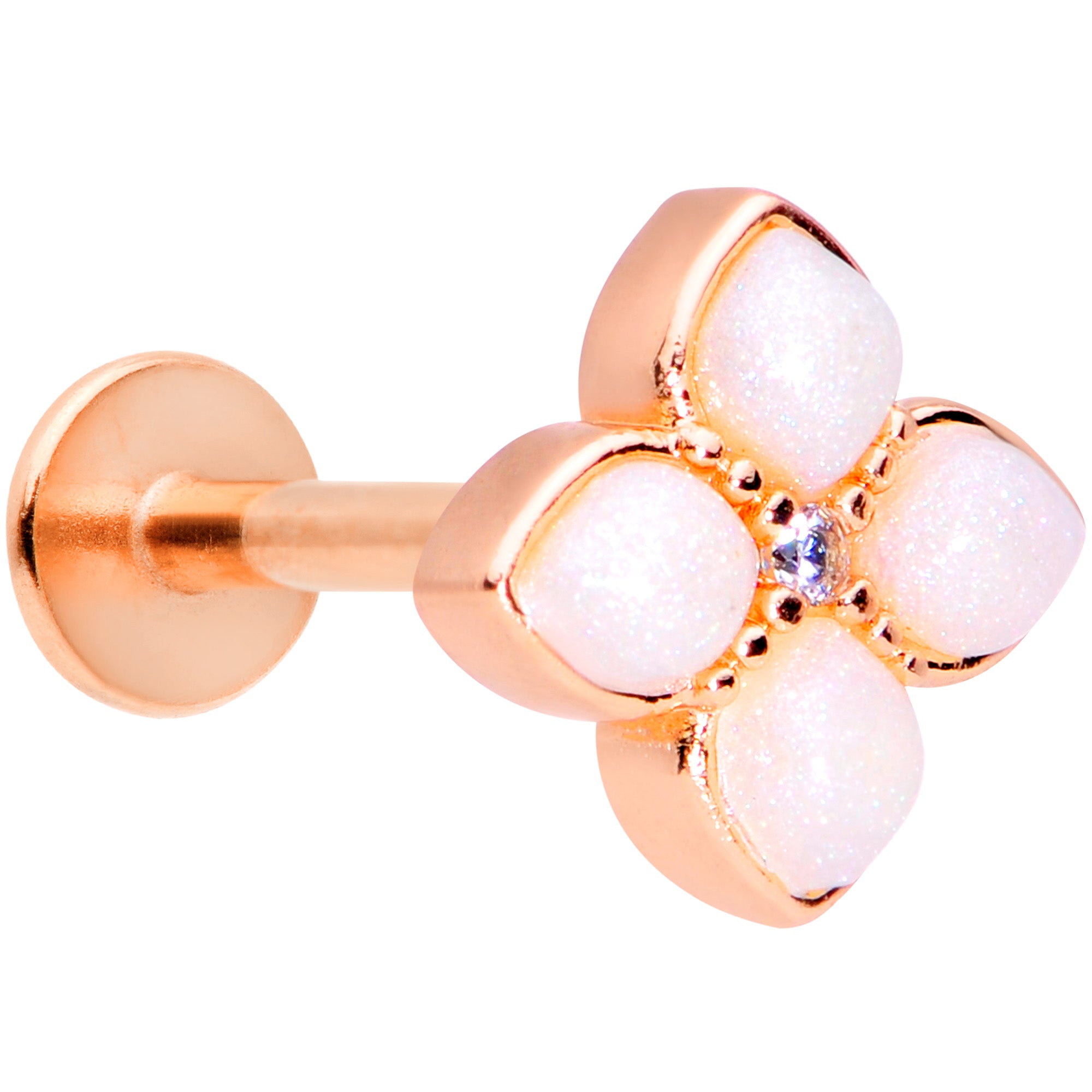 16G 5/16 Clear Gem Rose Gold Tone Ren Fair Labret Monroe Tragus