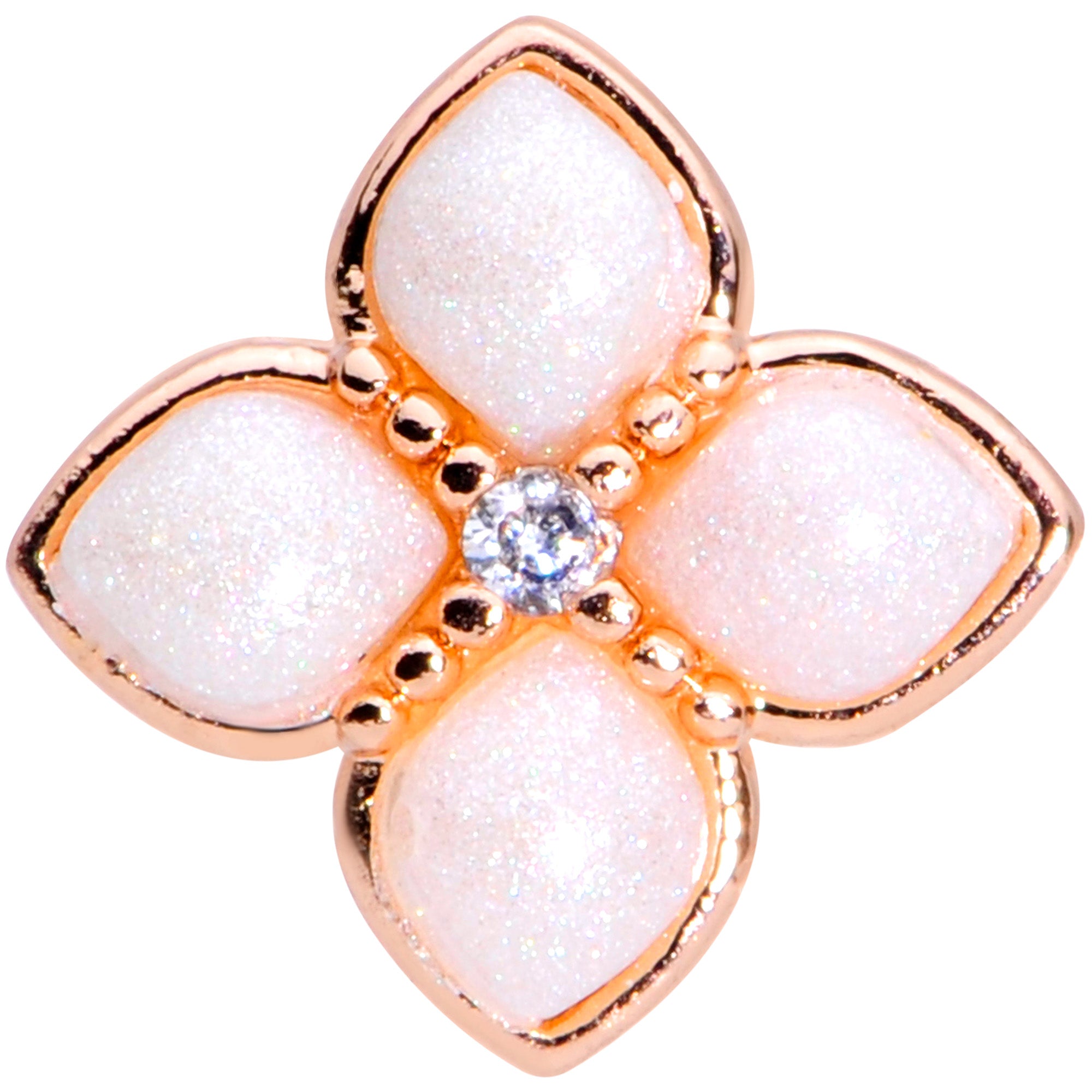 16G 5/16 Clear Gem Rose Gold Tone Ren Fair Labret Monroe Tragus