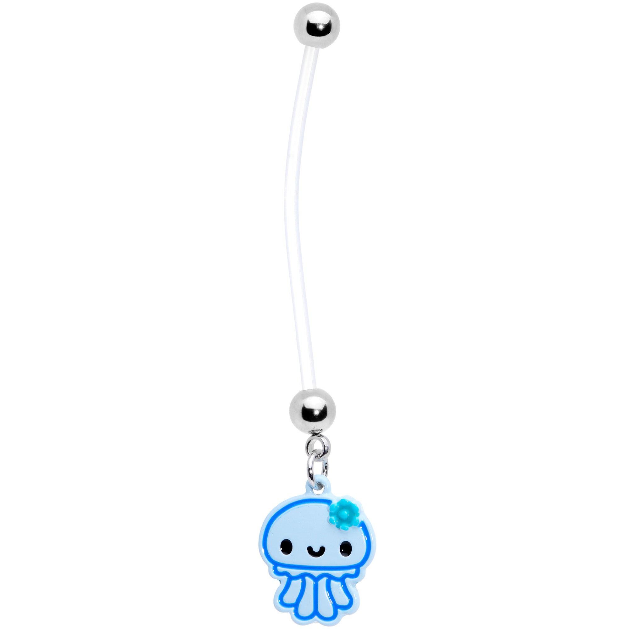 Bundle of Joy Baby Blue Squid Nautical Dangle Pregnancy Belly Ring