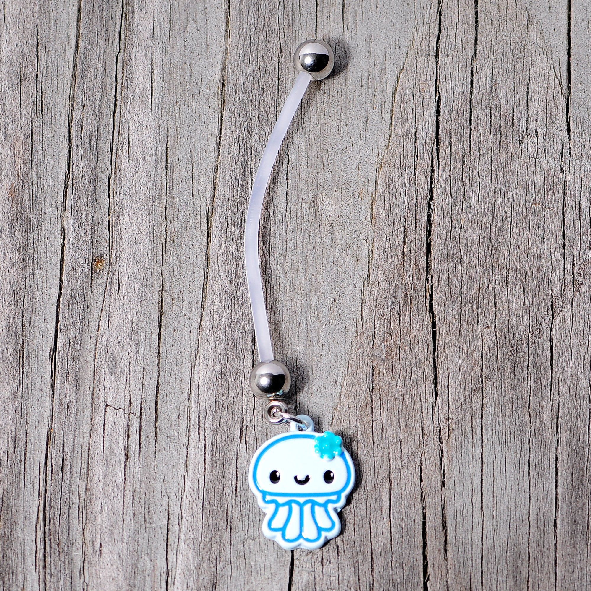 Bundle of Joy Baby Blue Squid Nautical Dangle Pregnancy Belly Ring