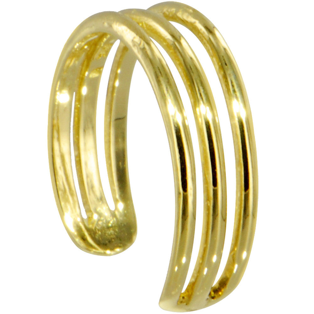 14kt GOLD Cubic TRIPLE LINE Toe Ring