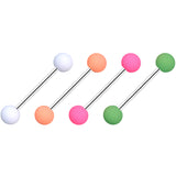 Pink Peach Green Matte Barbell Tongue Ring Set of 4