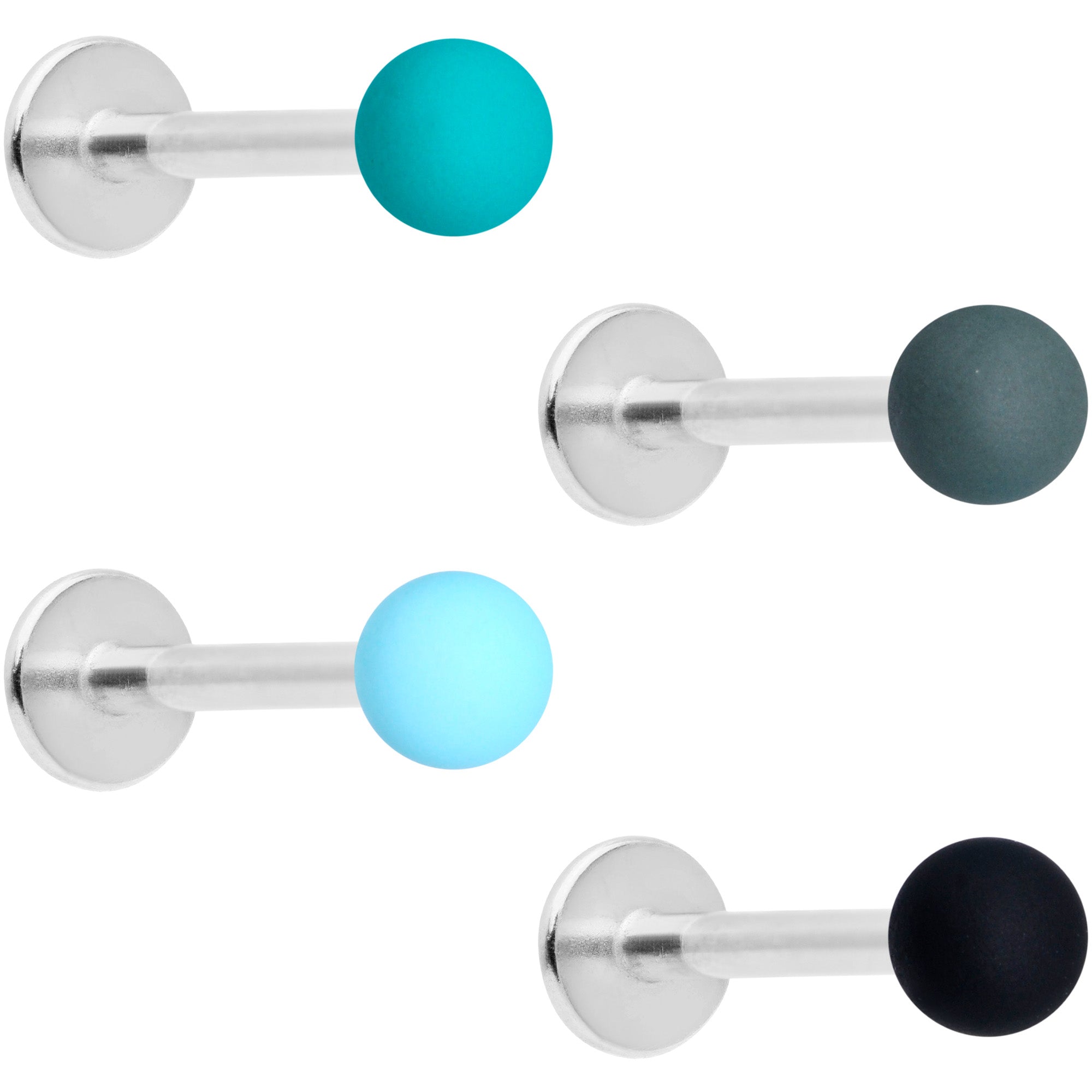 16G 5/16 Blue Green Grey Matte Labret Monroe Tragus Set of 4