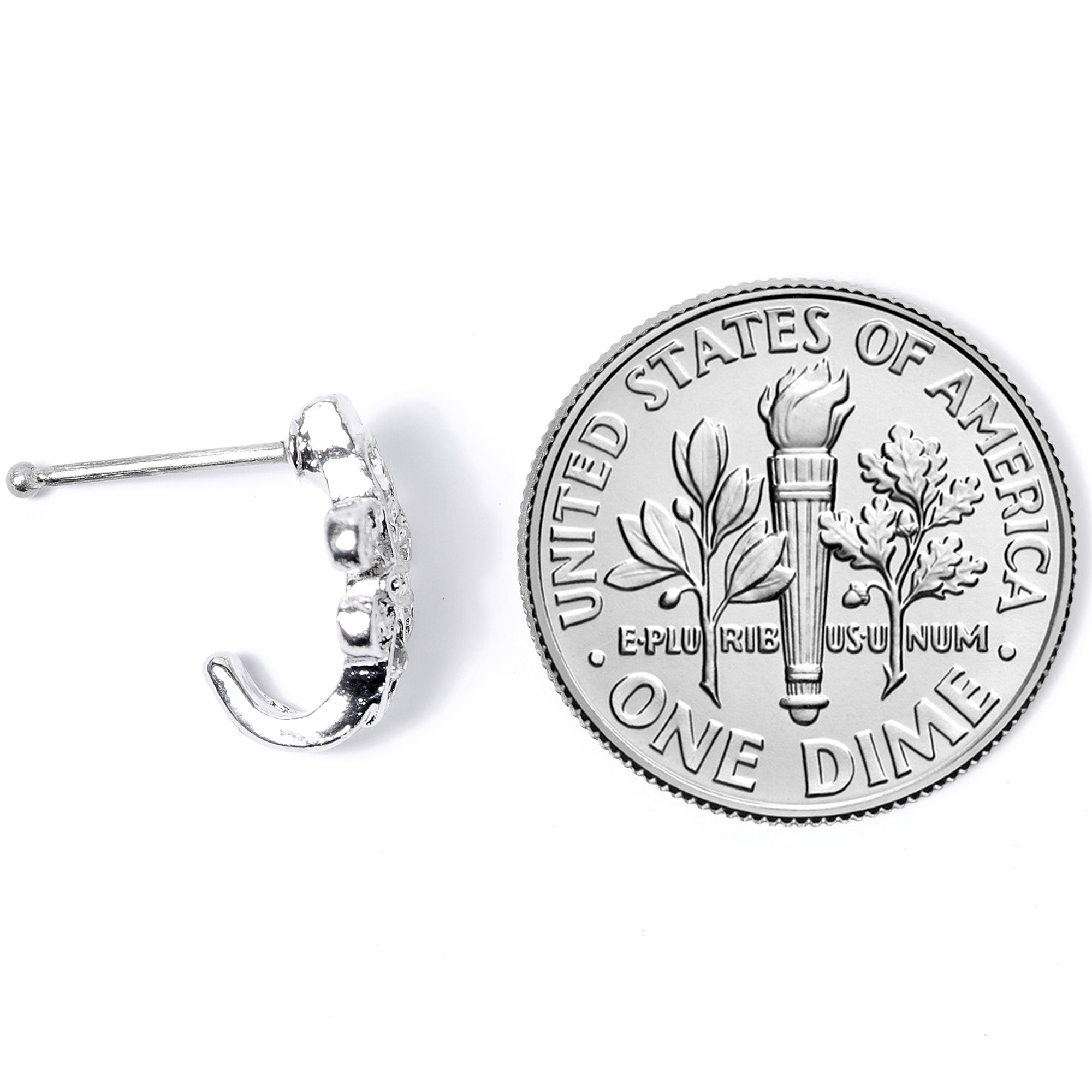 20G 3/8 Clear Gem Fleur De Lis Faux Hoop Nose Bone