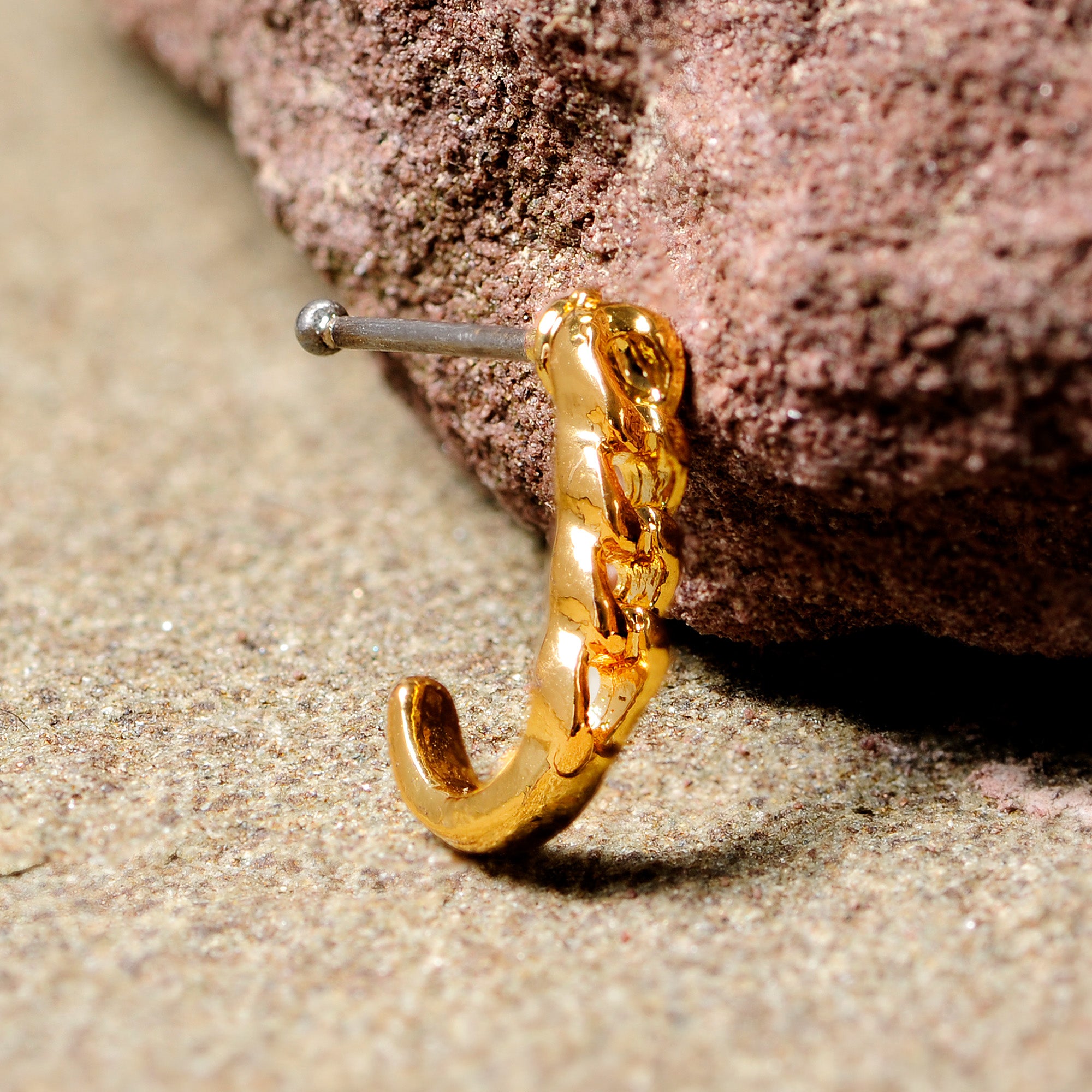 20G 3/8 Gold Tone Chain Link Faux Hoop Nose Bone