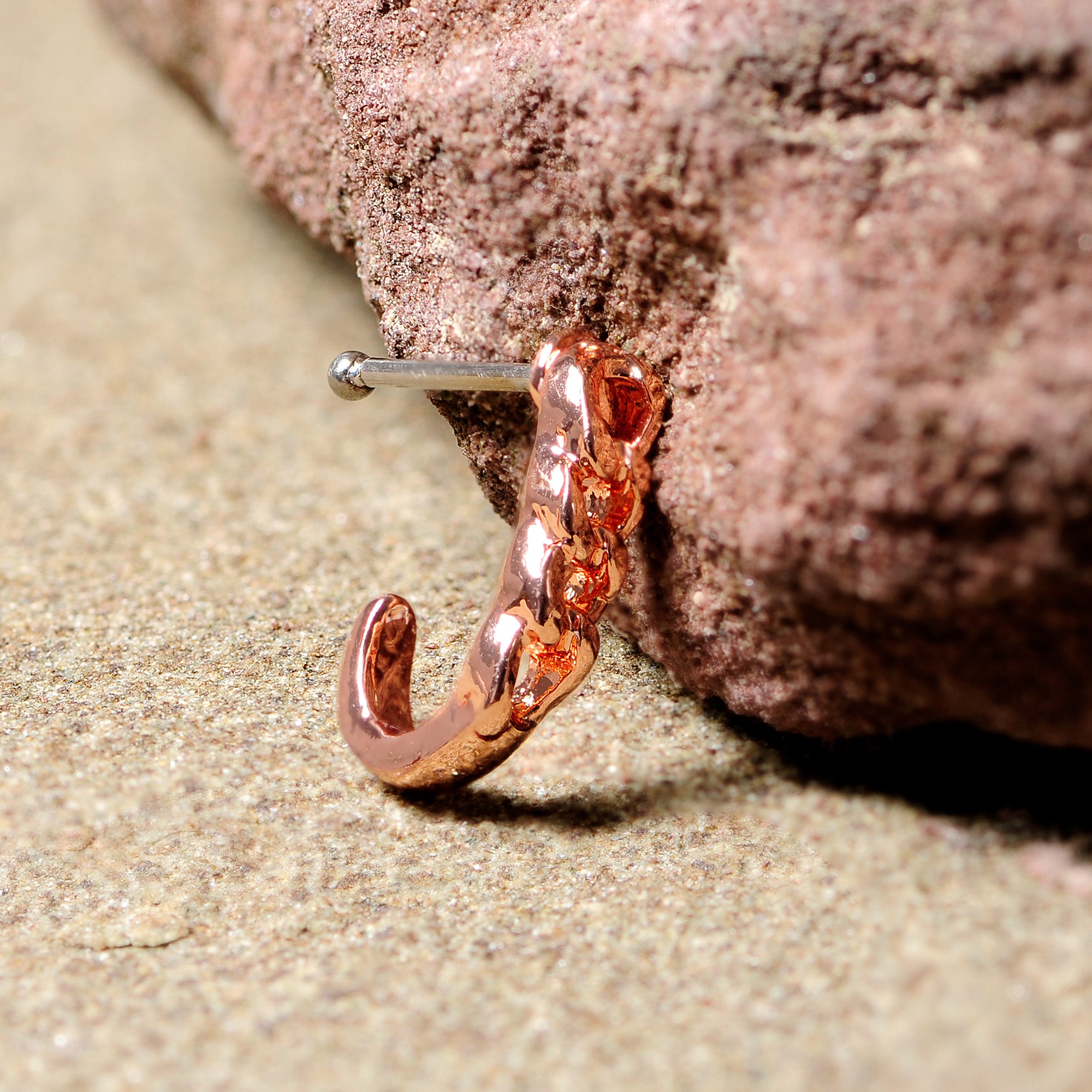 20G 3/8 Rose Gold Tone Chain Link Faux Hoop Nose Bone