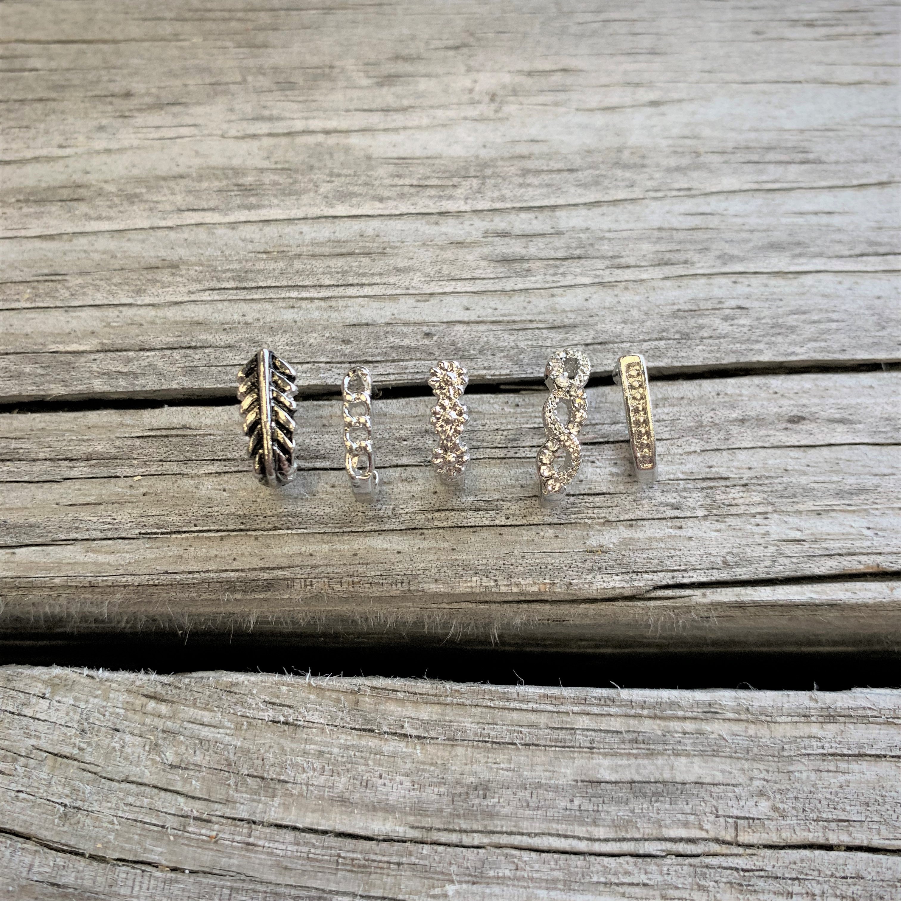 20G 3/8 Steel Feather Faux Hoop Nose Bone