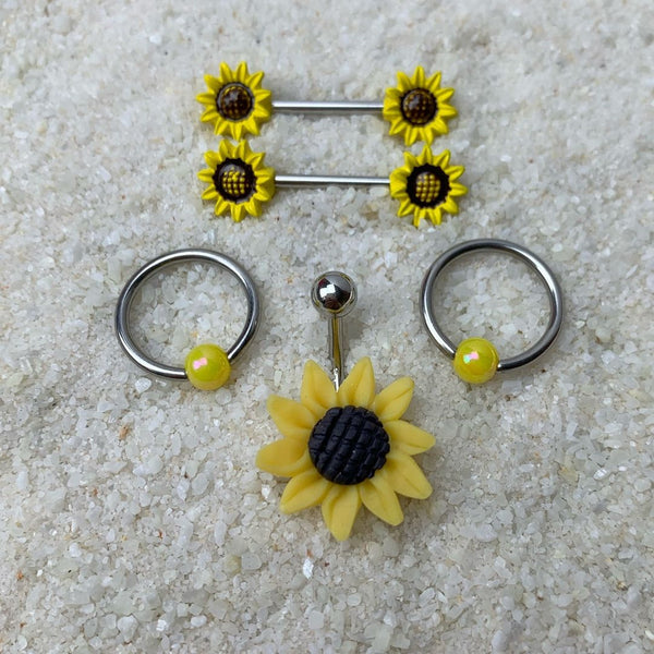 Stunning Sunflower Belly Ring BodyCandy