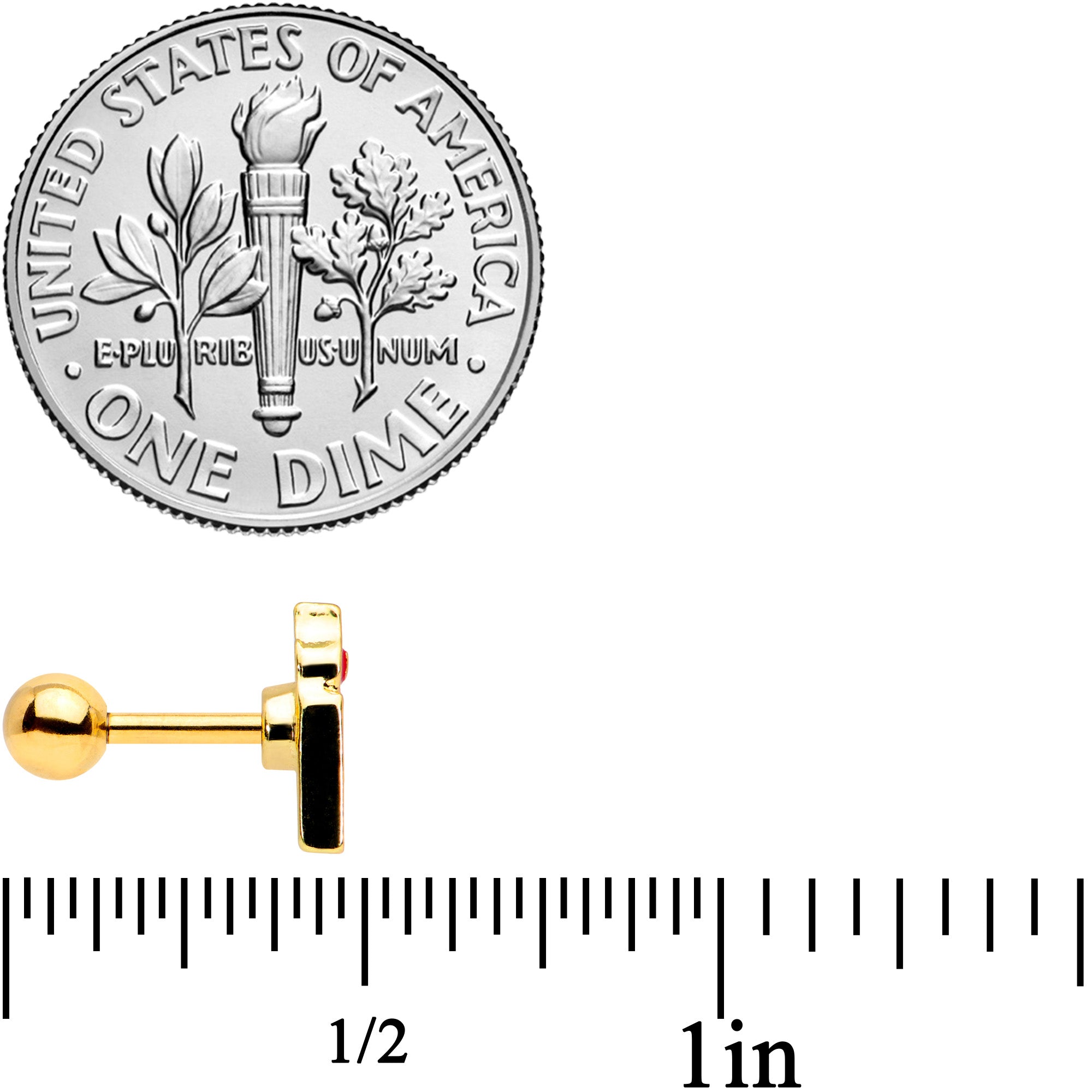 16G 1/4 Gold Tone Holiday Candle Cartilage Tragus Earring