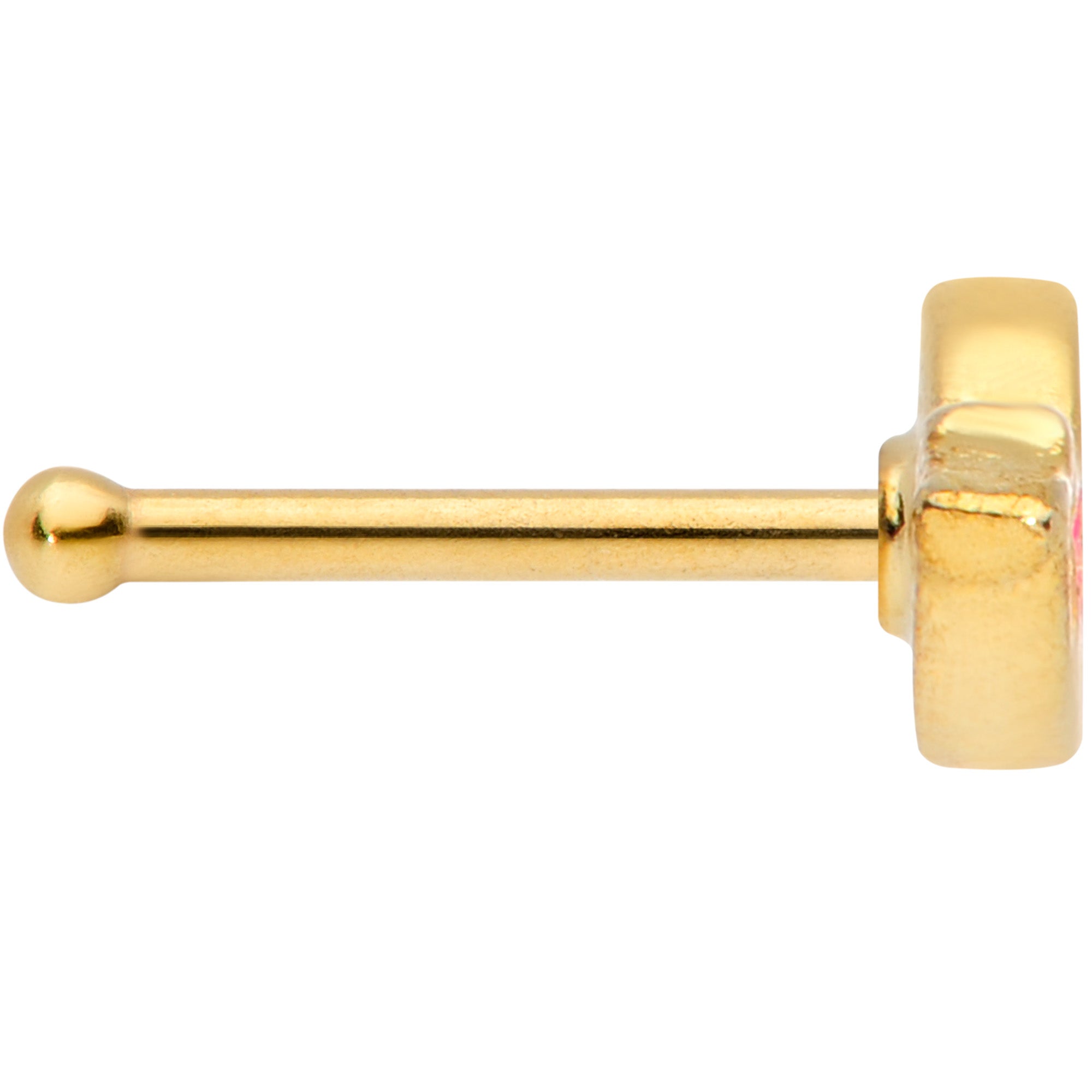 20G 1/4 Gold Tone Pink Wing Pretty Bird Nose Bone